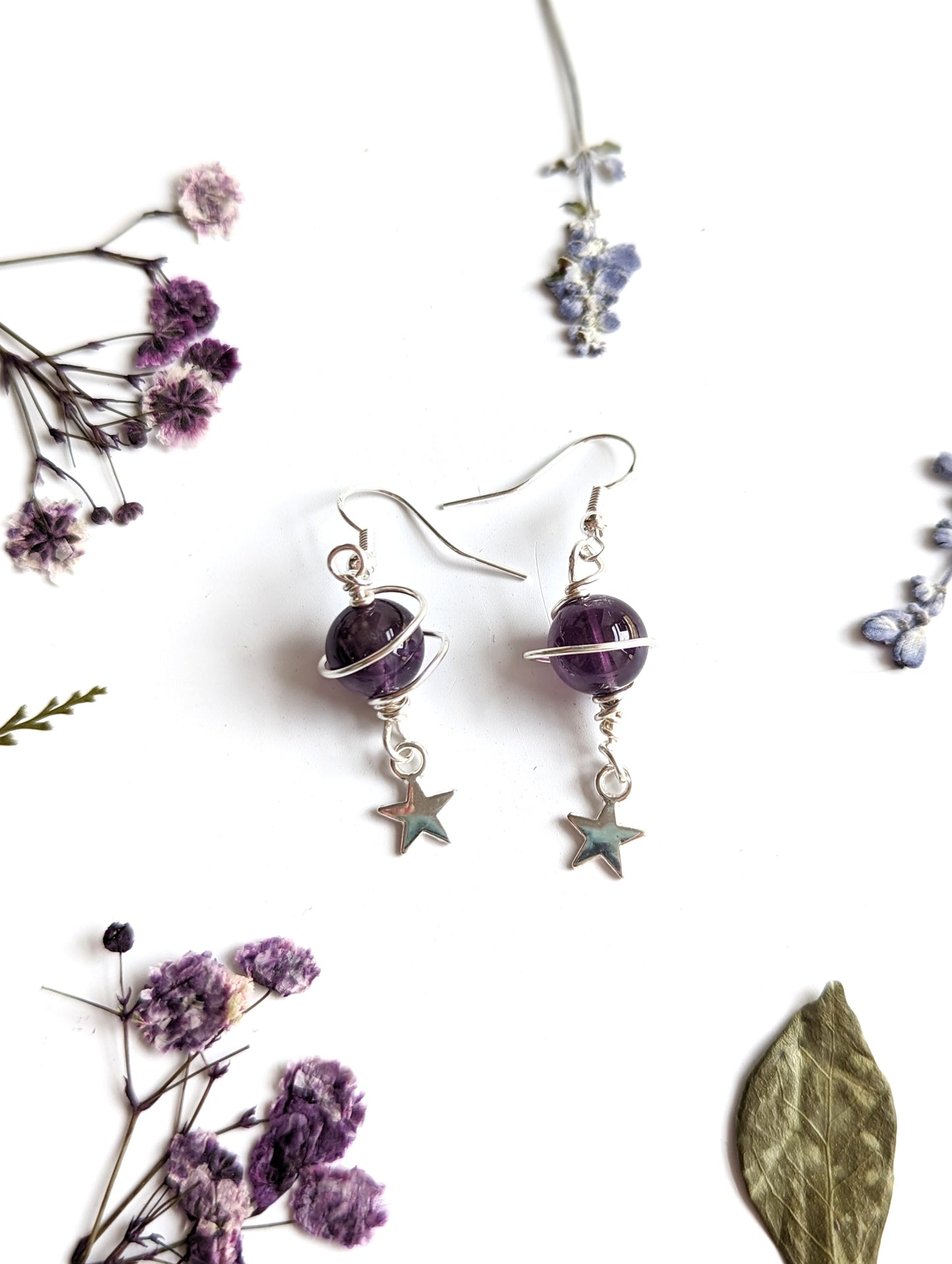 Amethyst Planet Earrings
