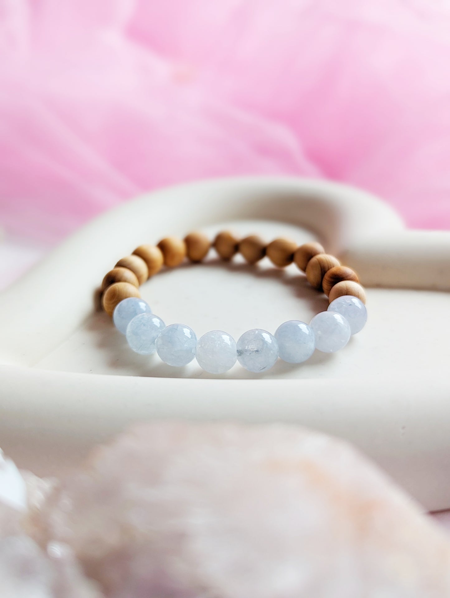 Aquamarine and Cedarwood Bracelet