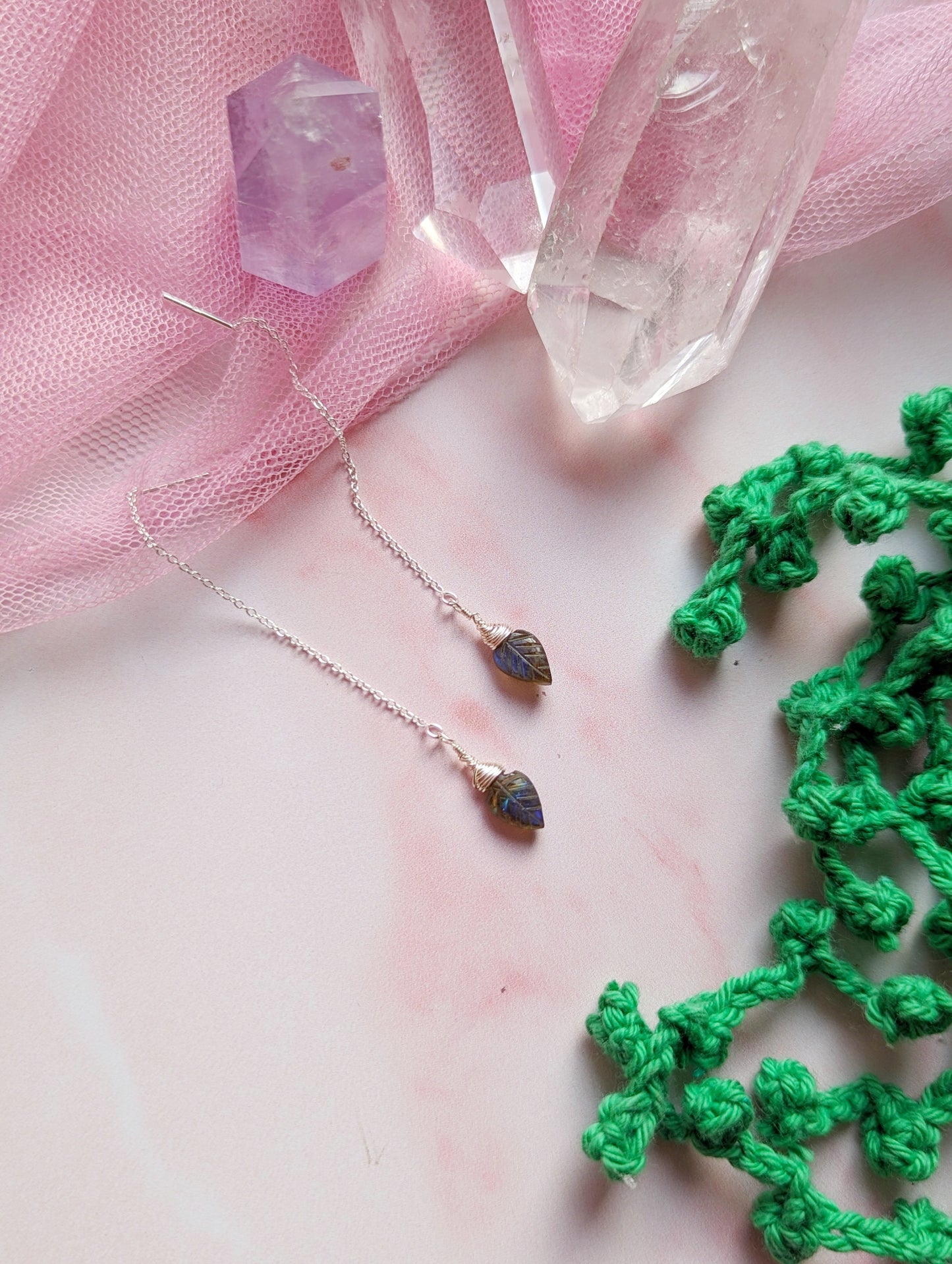 Labradorite Leaf Threaders