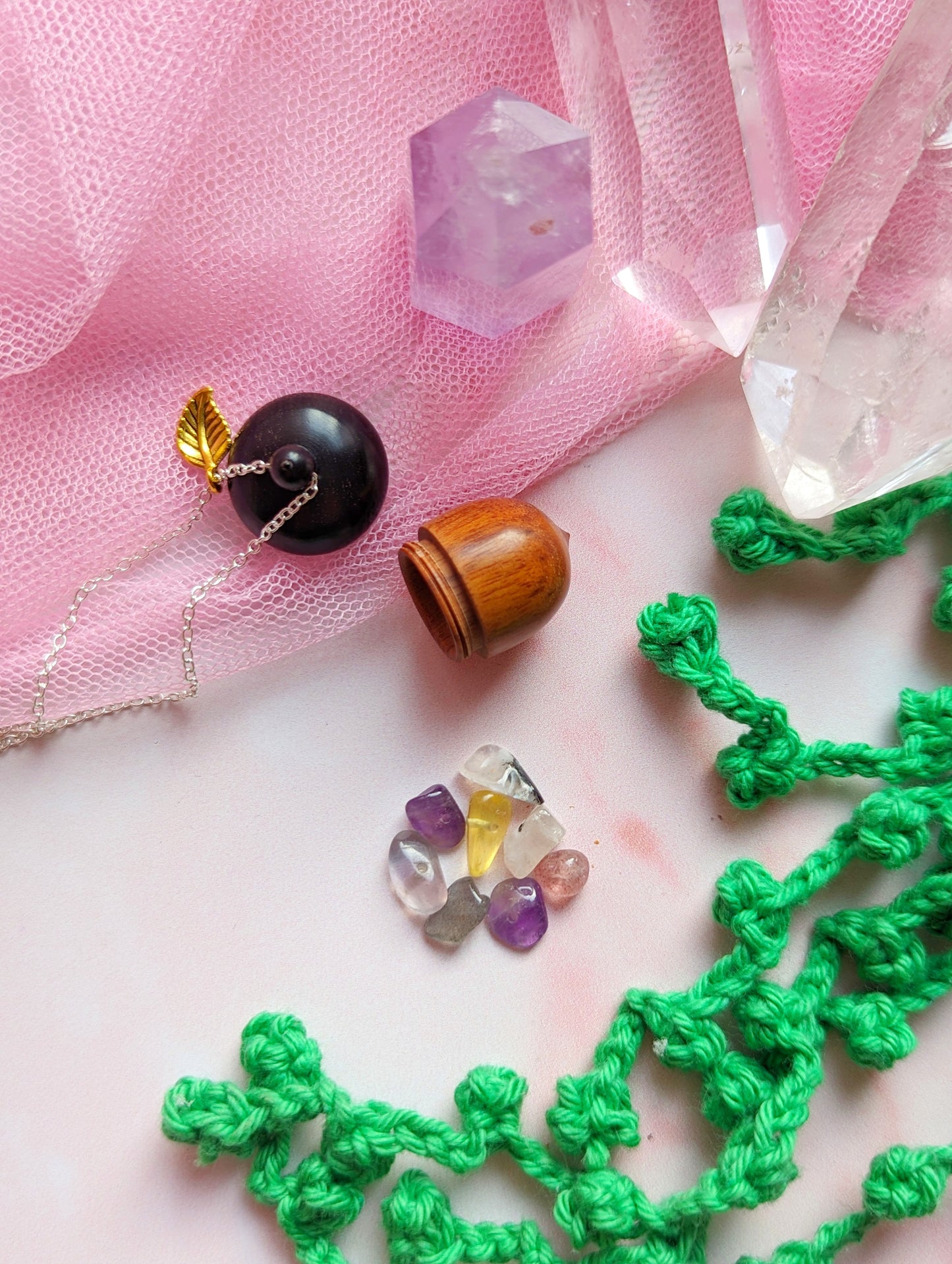 Crystal Filled Acorn Necklace