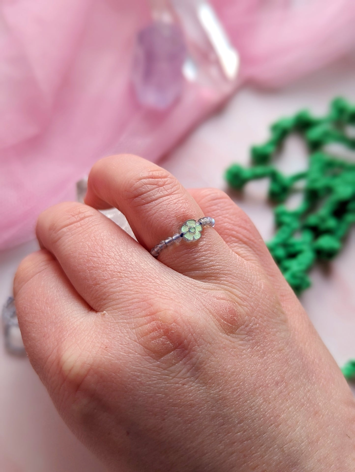 Labradorite Flower Rings