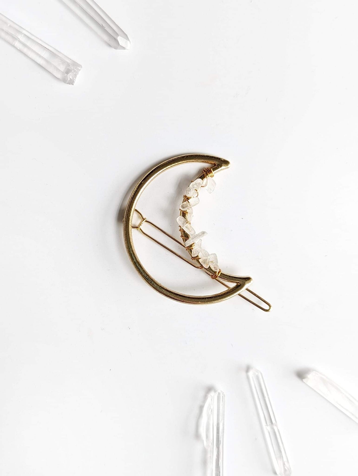 Quartz Moon Hair Clip