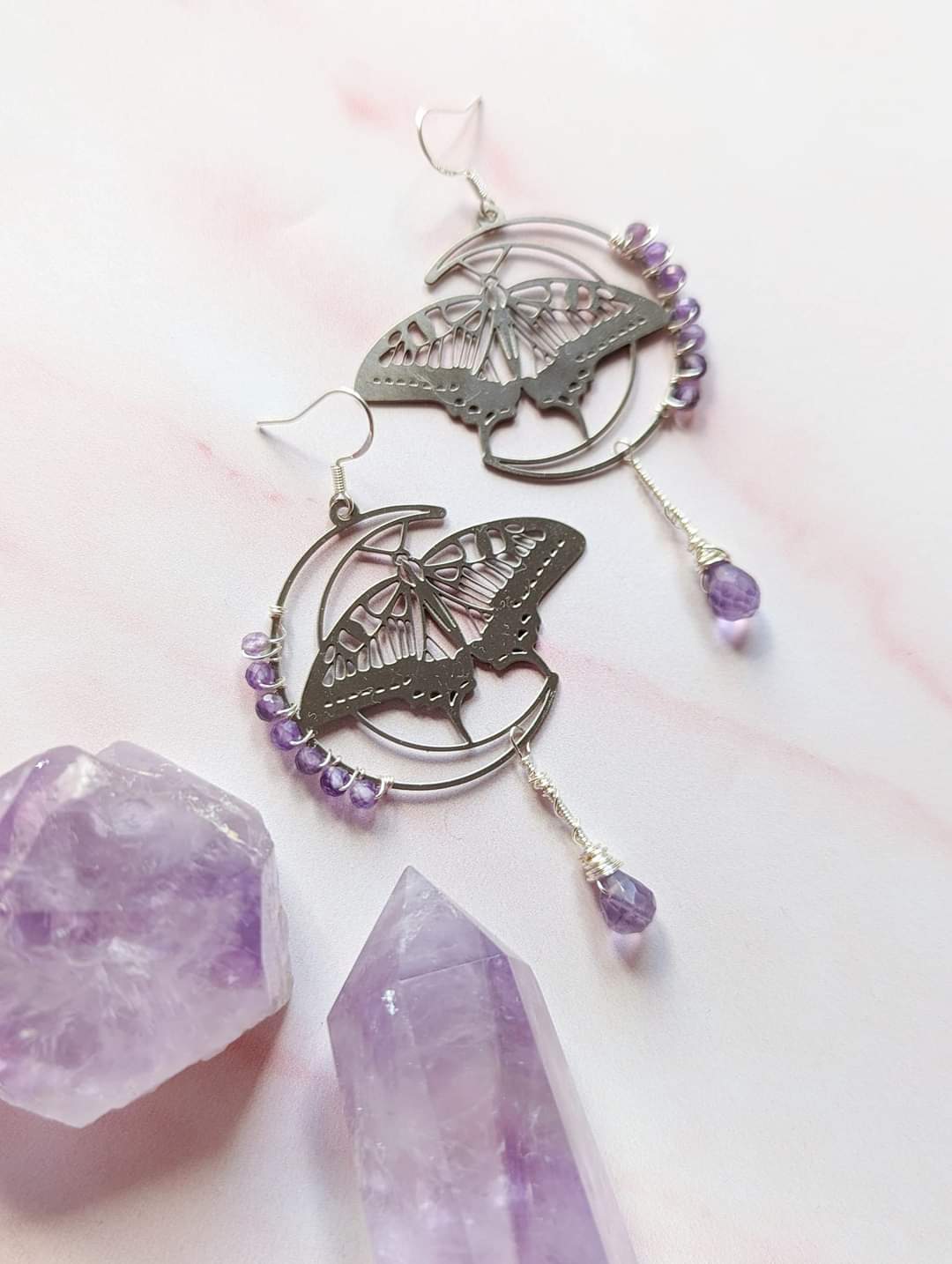 Amethyst Butterfly Earrings