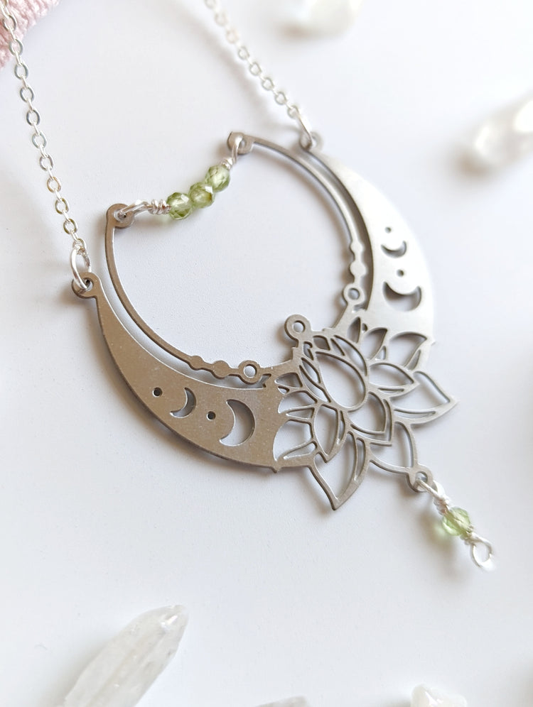 Peridot Lotus Necklace