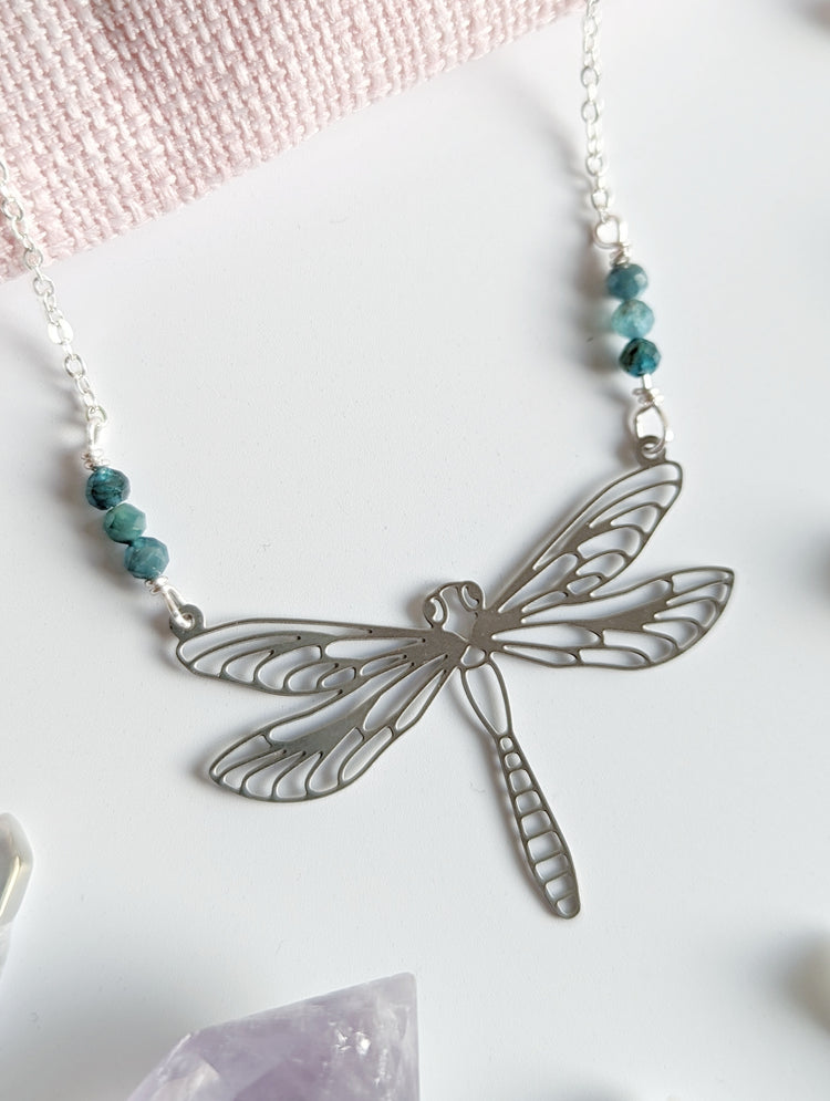 Dragonfly Blue Apatite Necklace