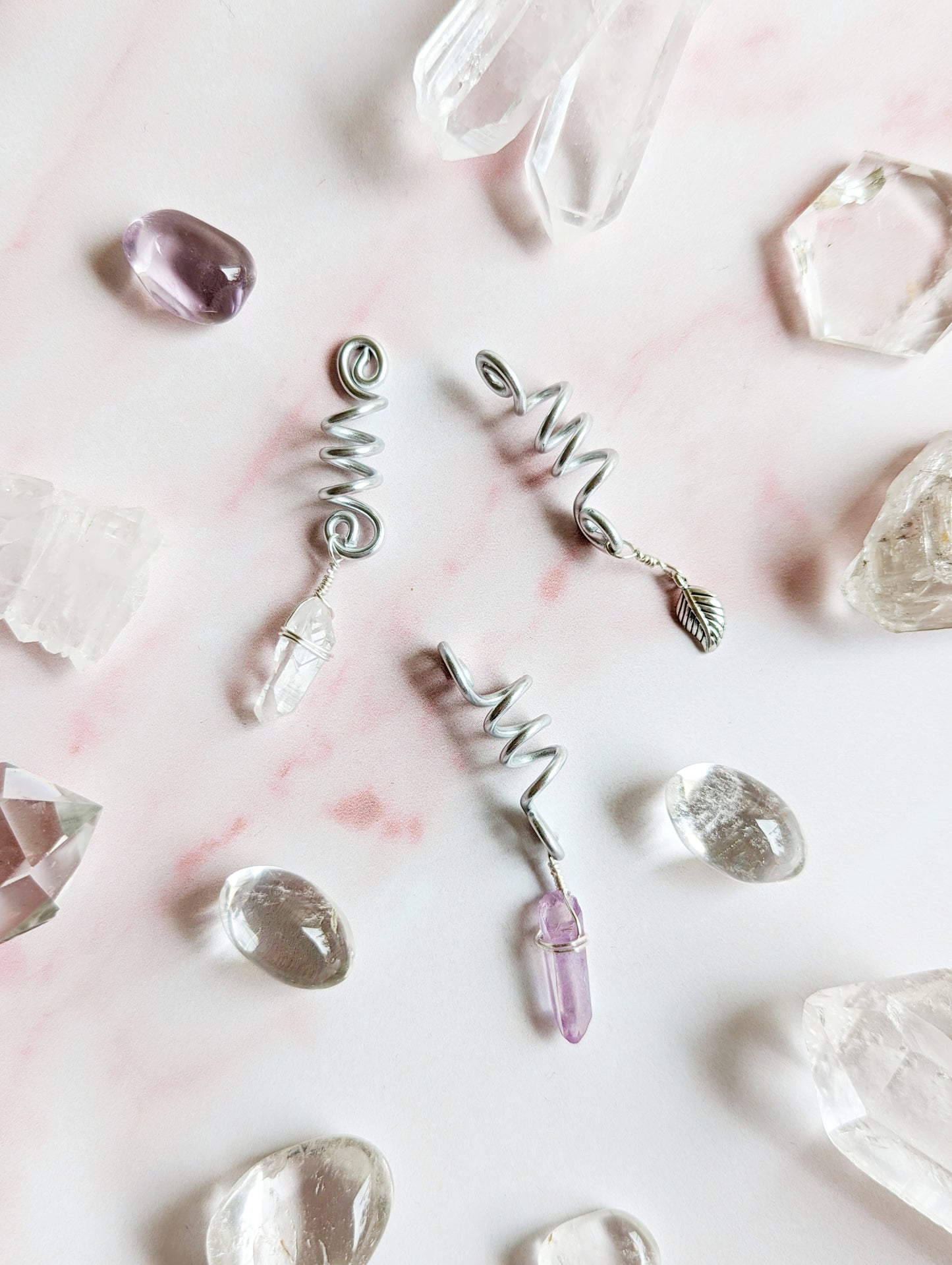 Silver Crystal Hair Braid Beads