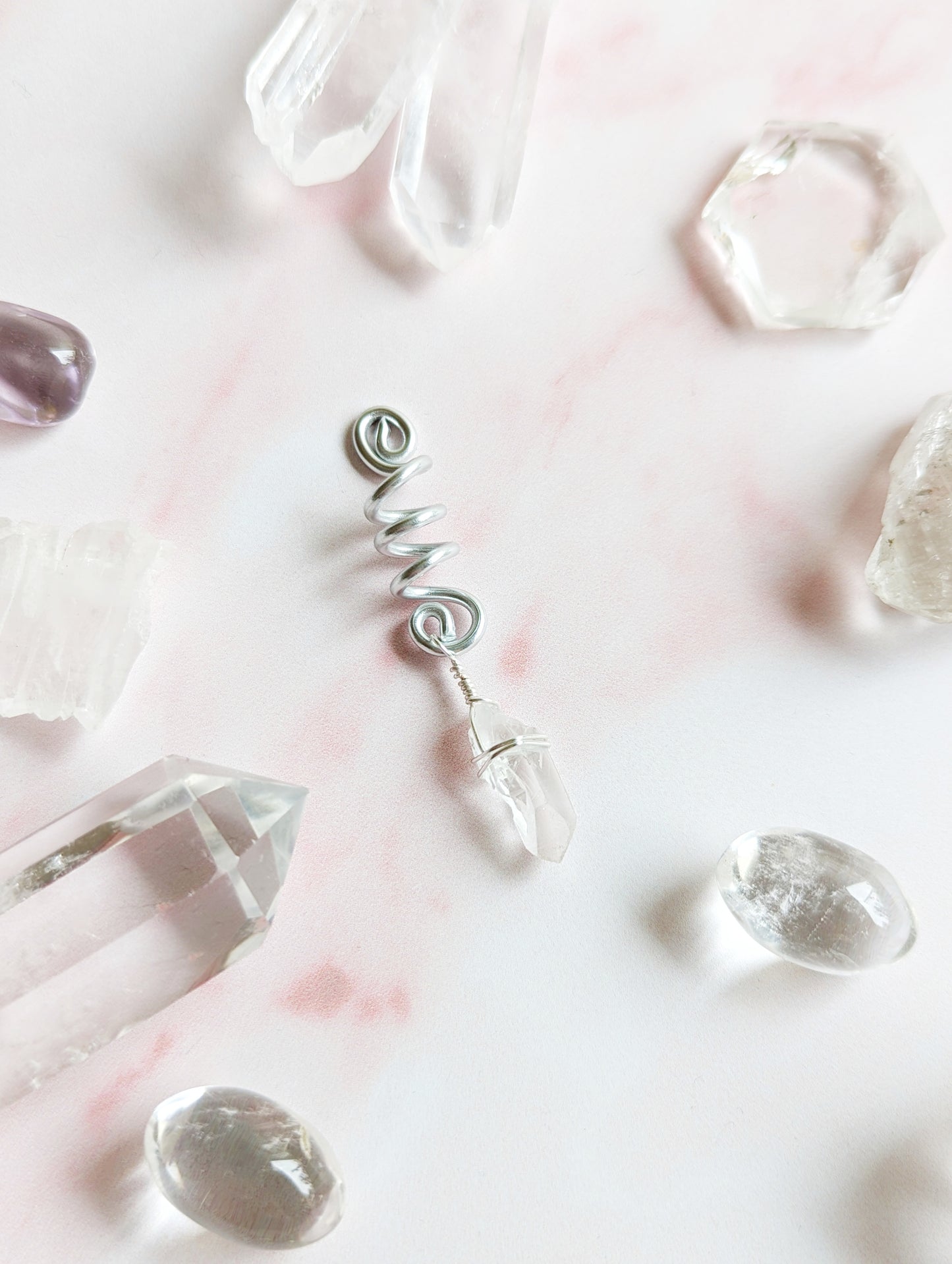 Silver Crystal Hair Braid Beads