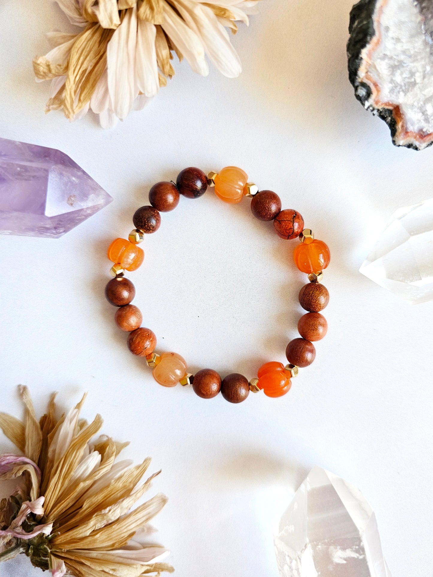 Golden Silk Jade Pumpkin Diffuser Bracelet
