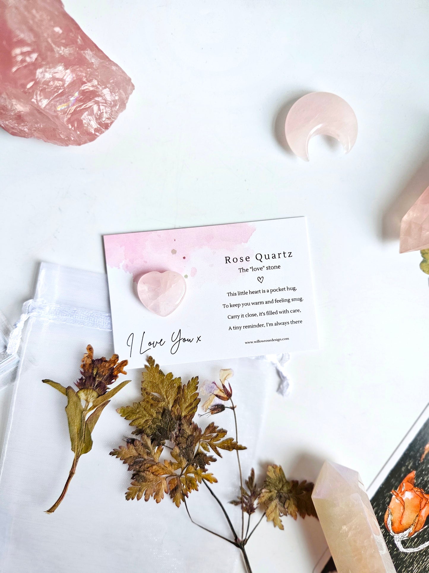 Rose Quartz Heart Tokens