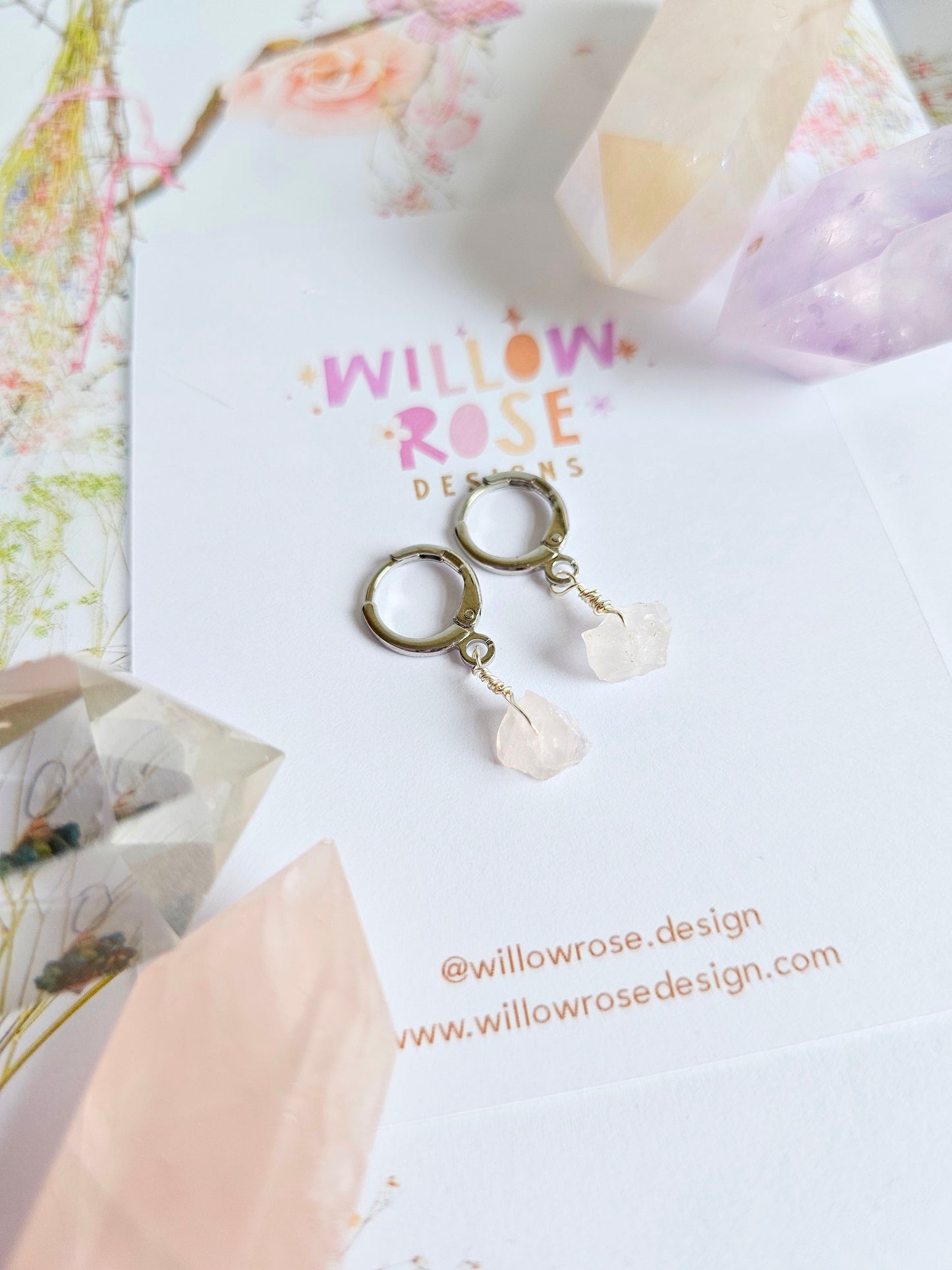 Rose Quartz Huggie Earrings
