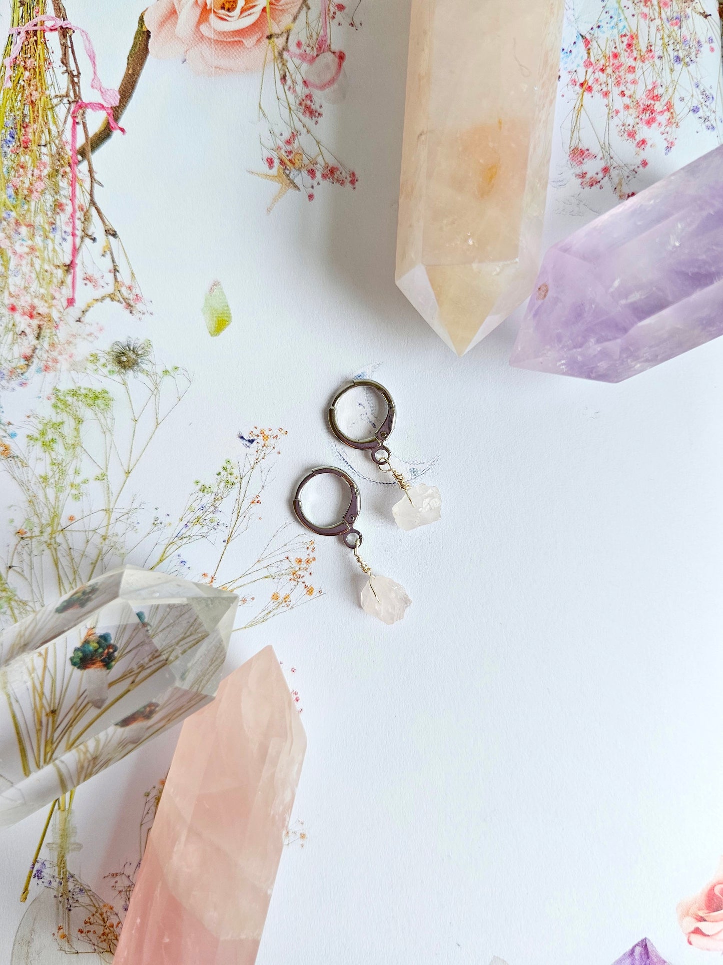 Rose Quartz Huggie Earrings