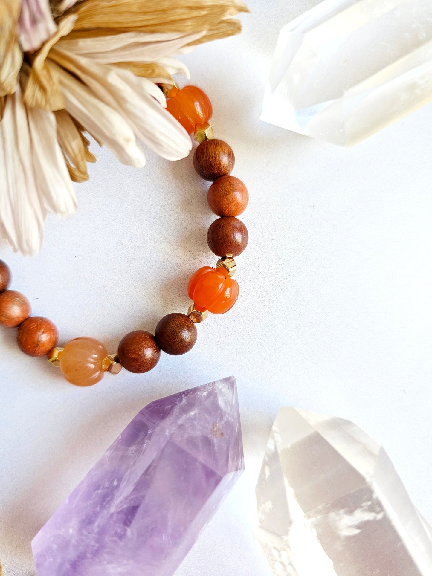 Golden Silk Jade Pumpkin Diffuser Bracelet