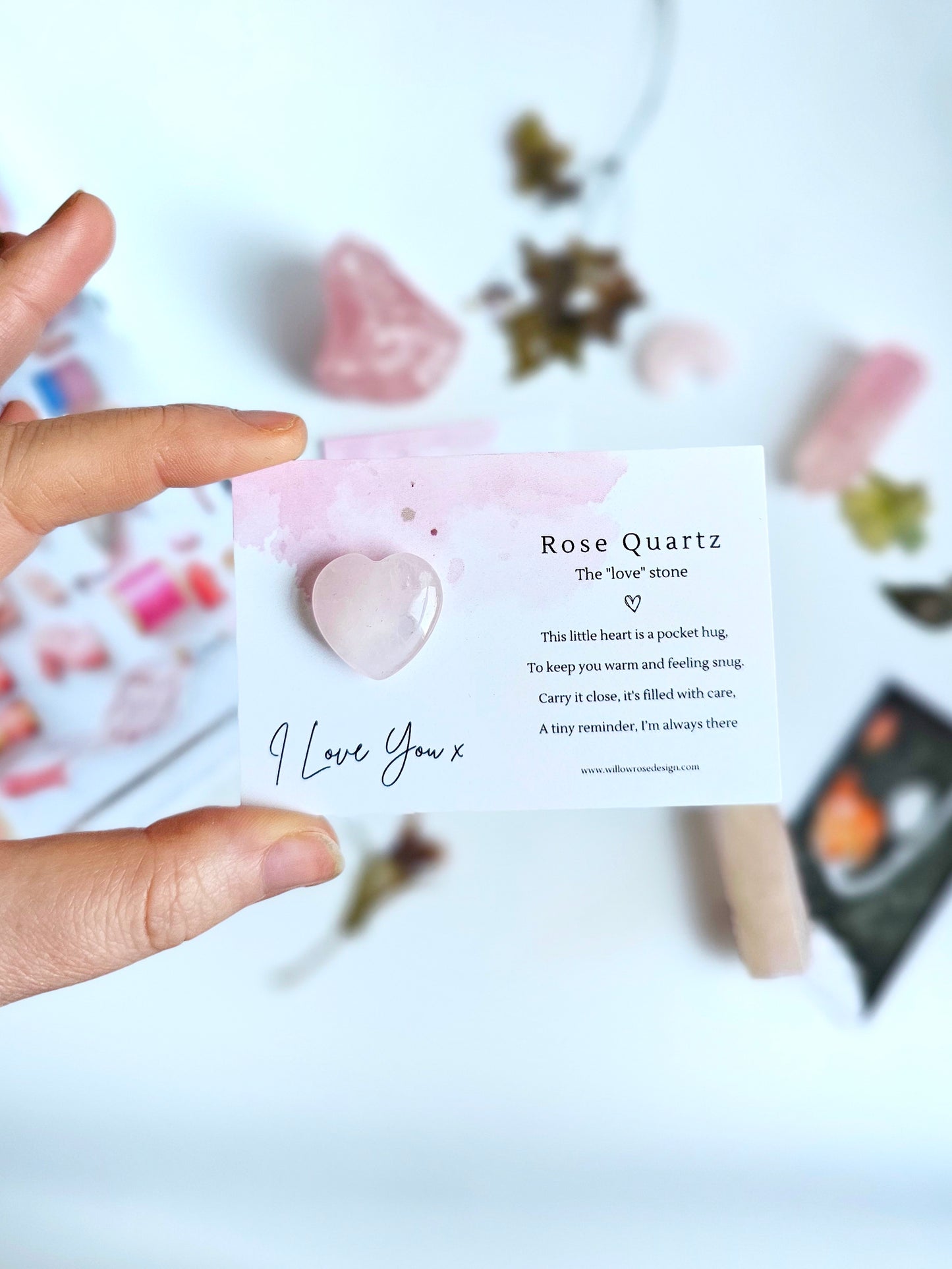 Rose Quartz Heart Tokens