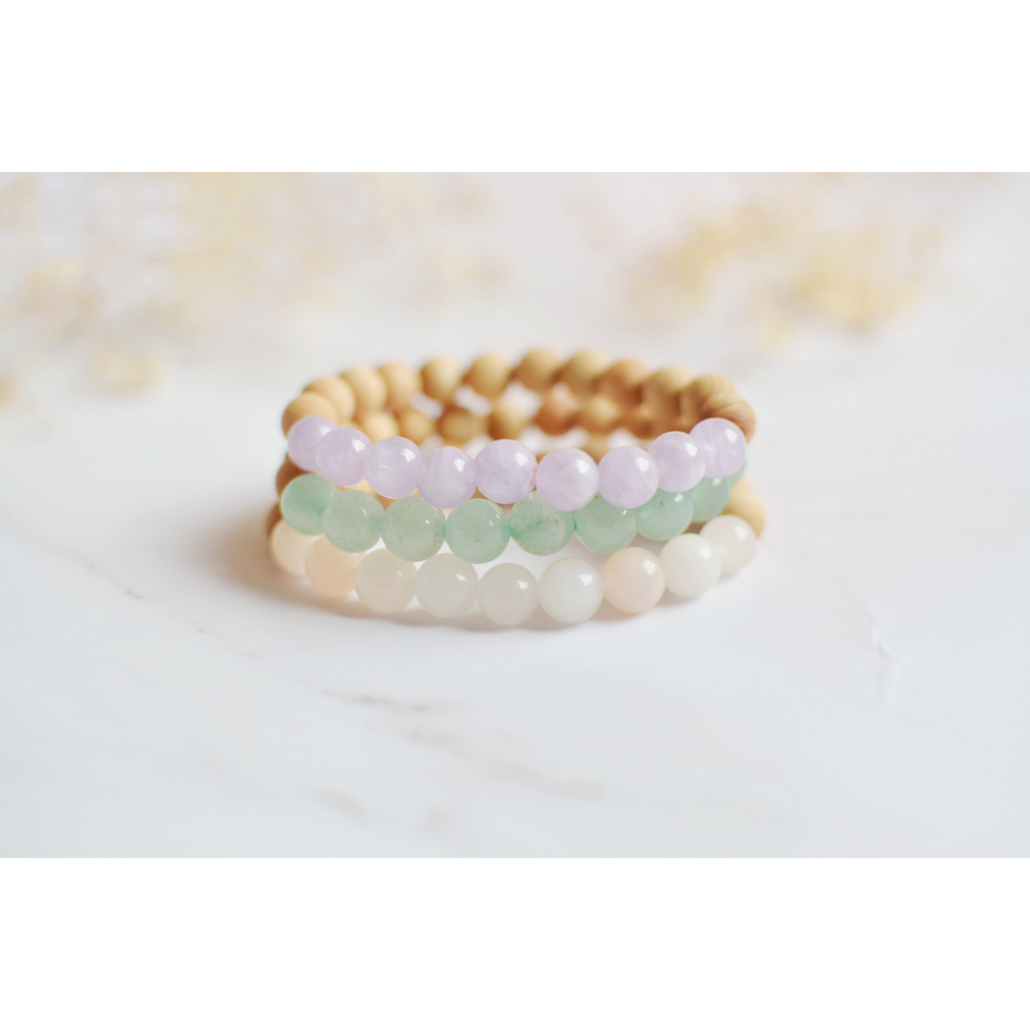 Pastel Crystal and Cedarwood Bracelets