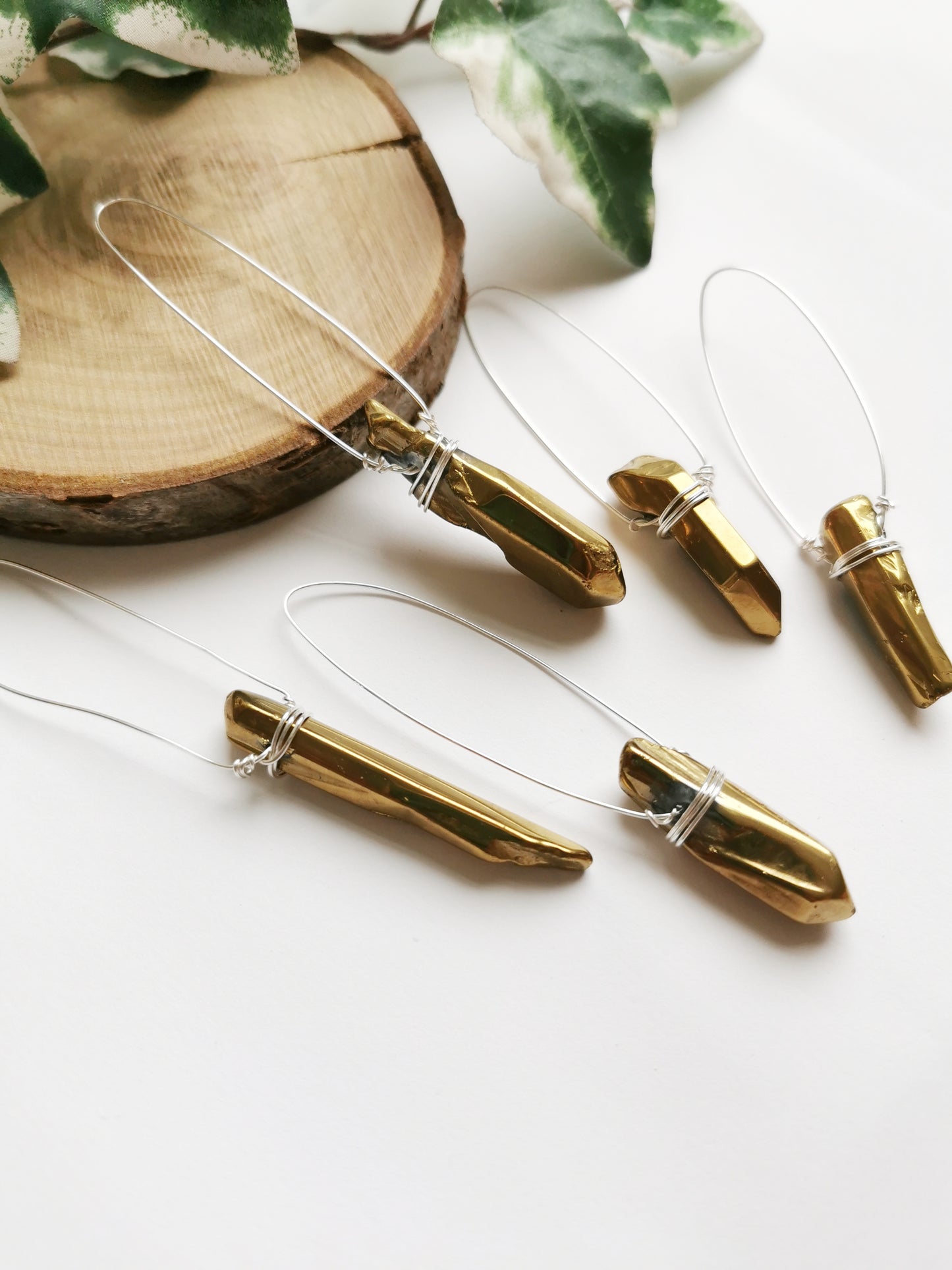 Gold Aura Quartz Crystal Baubles