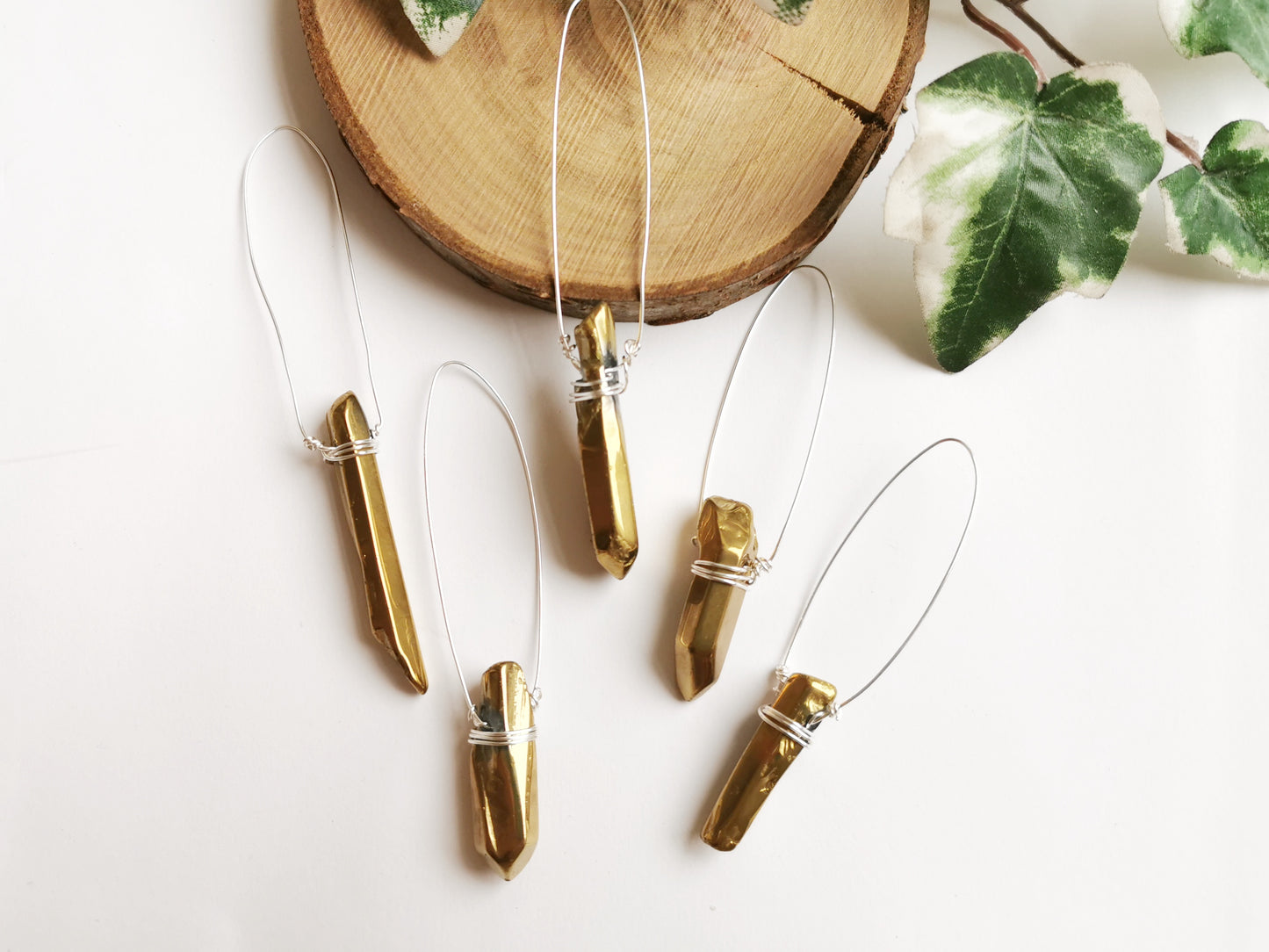 Gold Aura Quartz Crystal Baubles