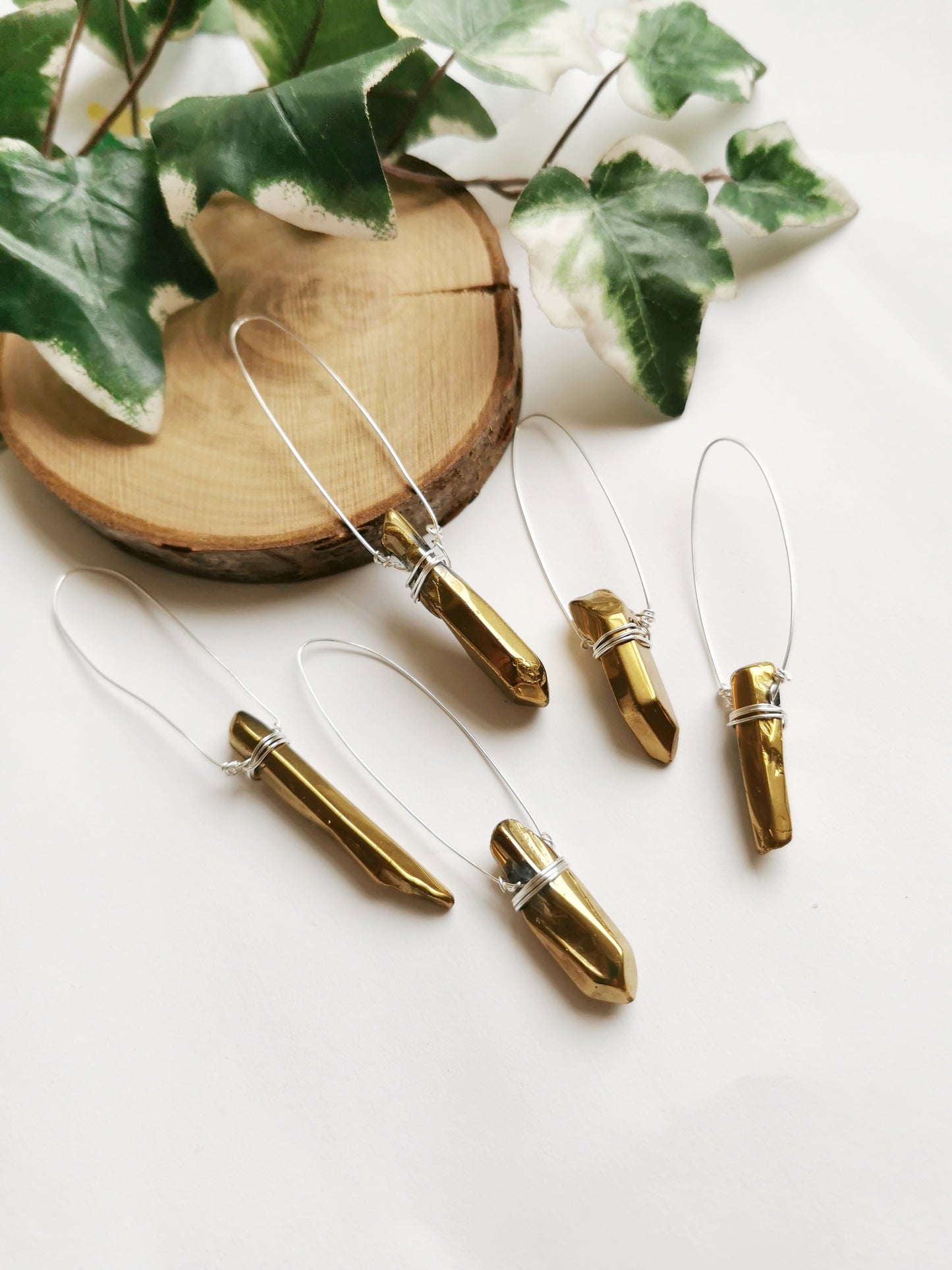 Gold Aura Quartz Crystal Baubles