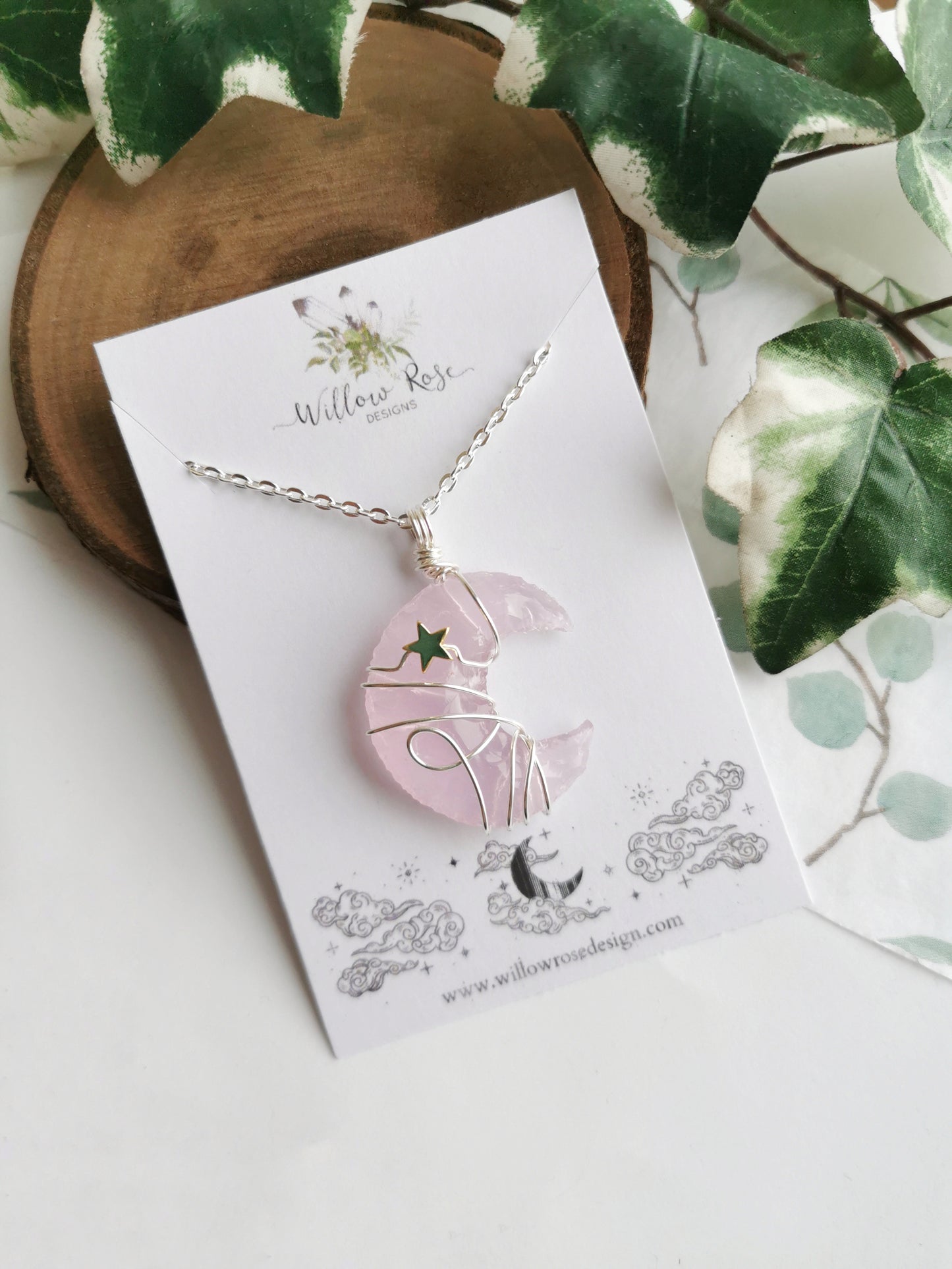 Rose Opalite Moon Necklace
