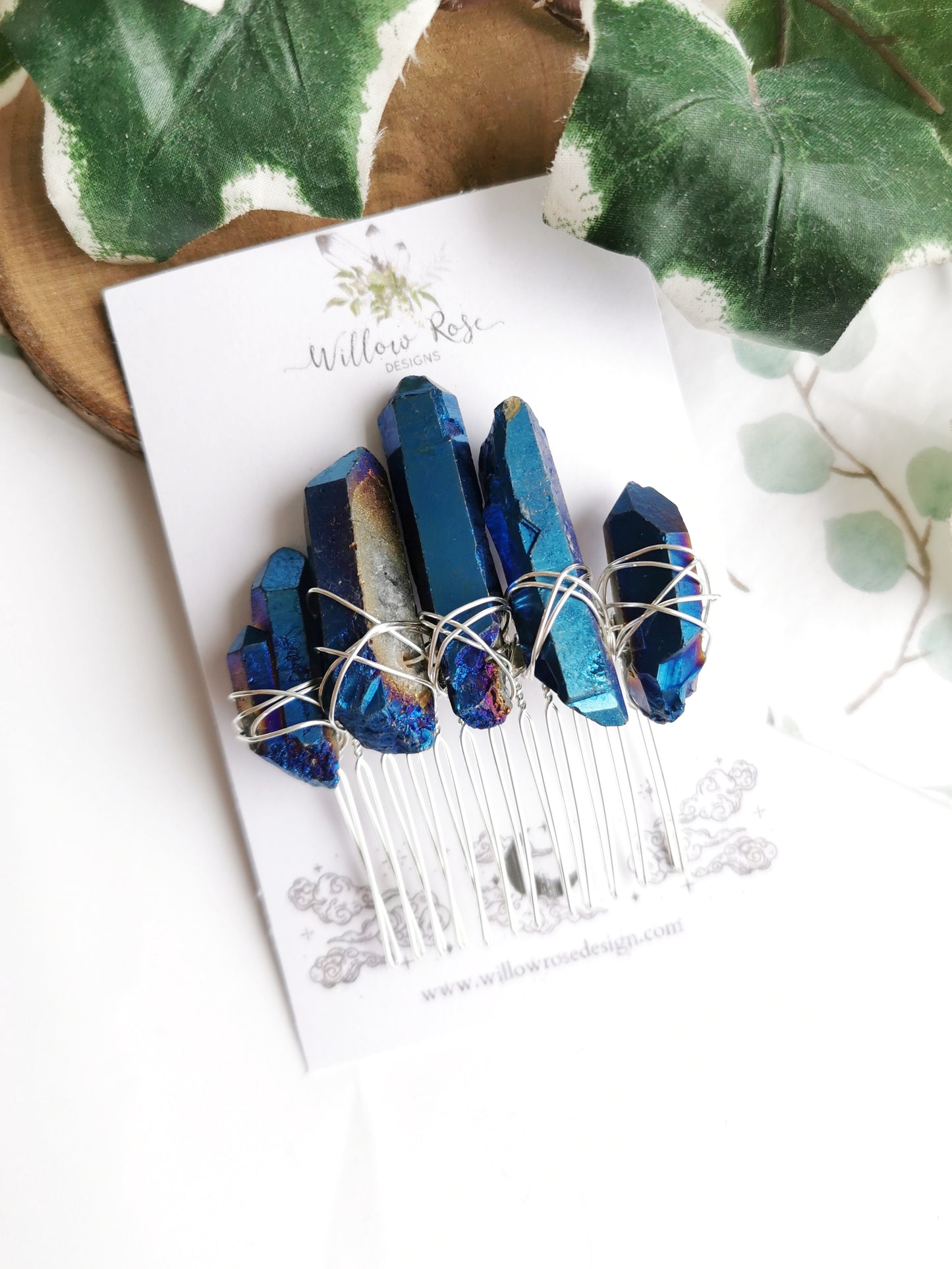 Cobalt Aura Quartz Comb