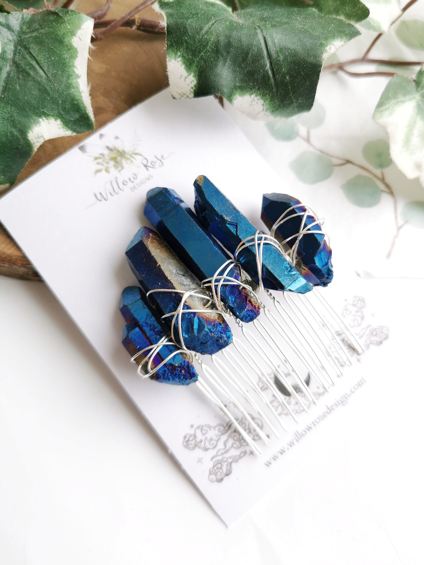 Cobalt Aura Quartz Comb