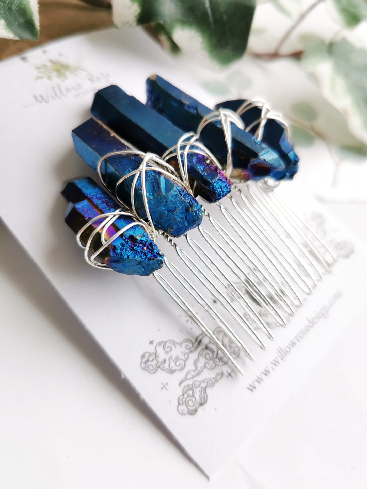 Cobalt Aura Quartz Comb