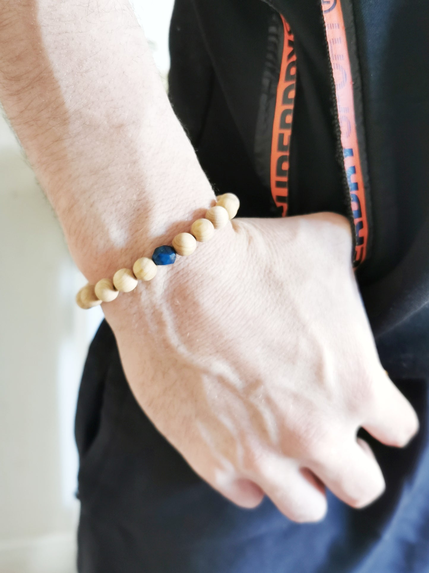 Blue Tigers Eye and Cedarwood Bracelet