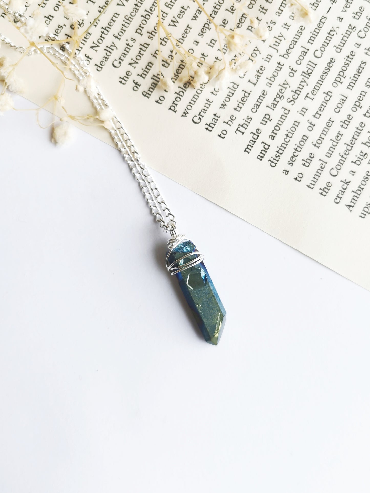 Blue Aura Quartz Necklace