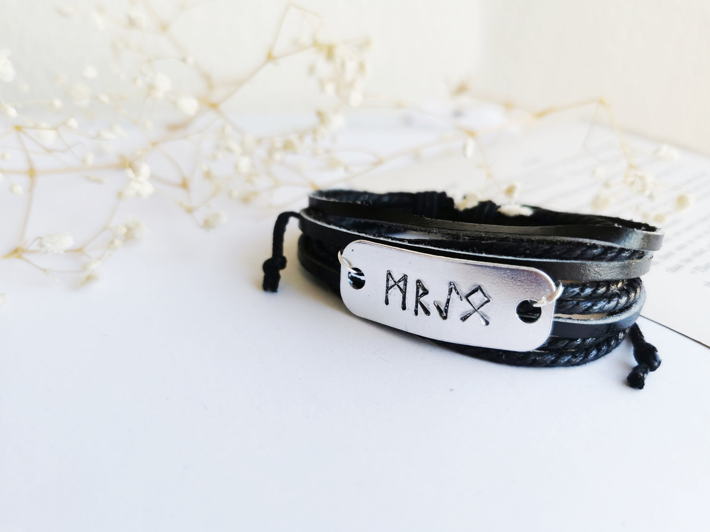 Viking Rune Leather Bracelet
