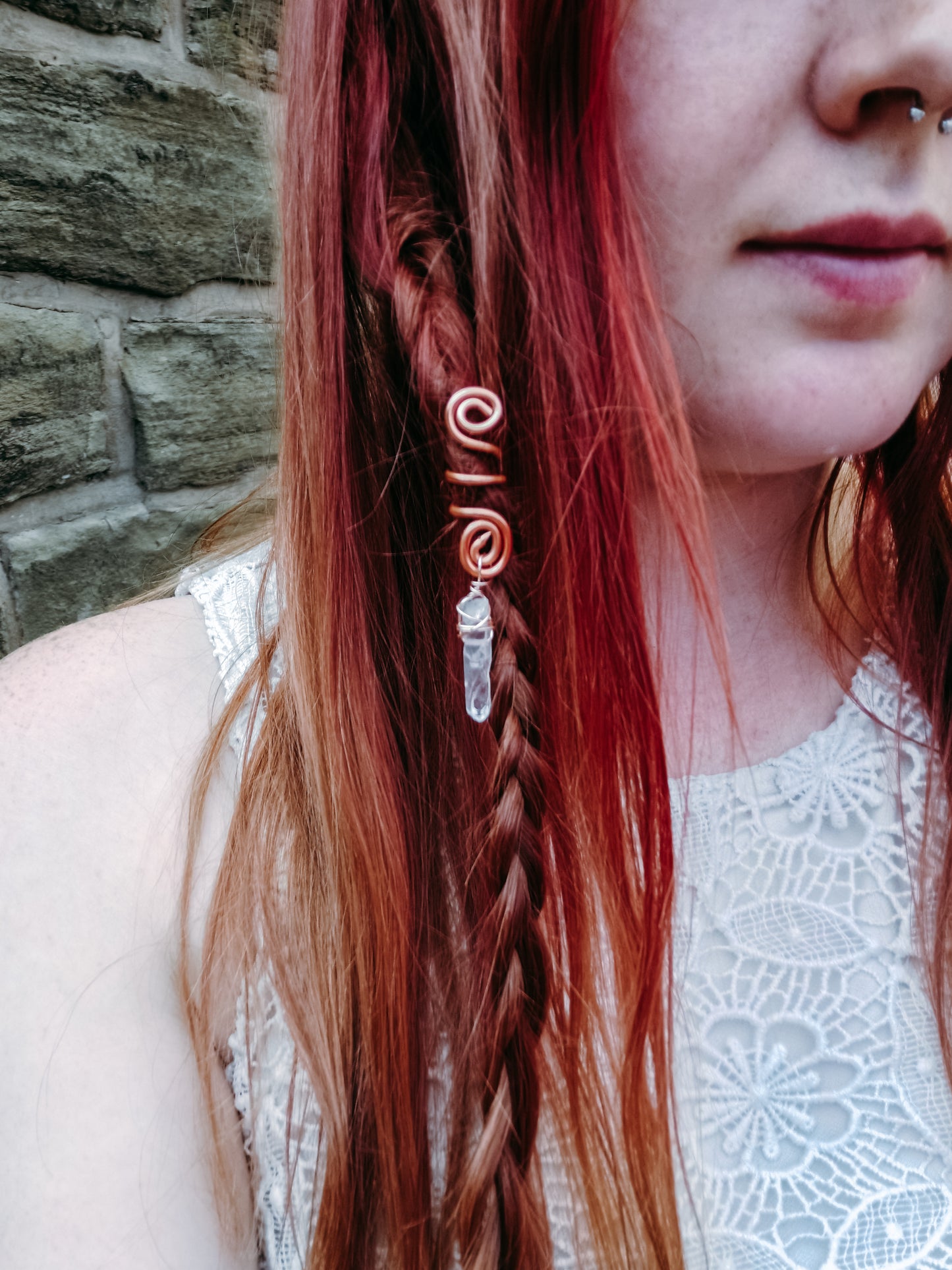 Copper and Crystal Hair Braid Beads