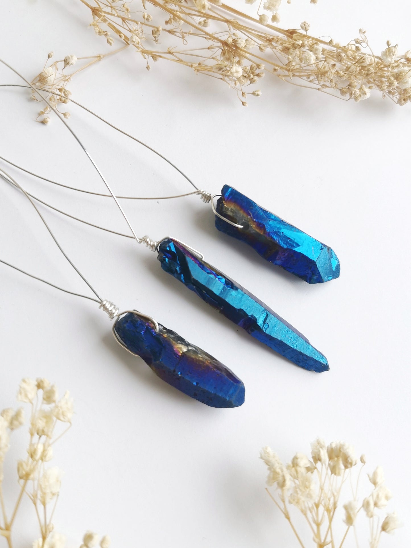 Cobalt Aura Quartz Christmas Baubles