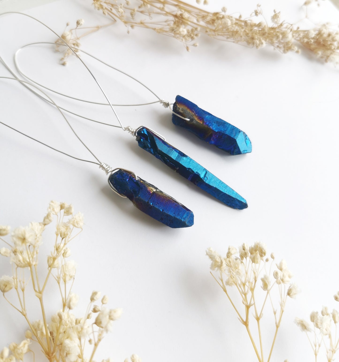 Cobalt Aura Quartz Christmas Baubles