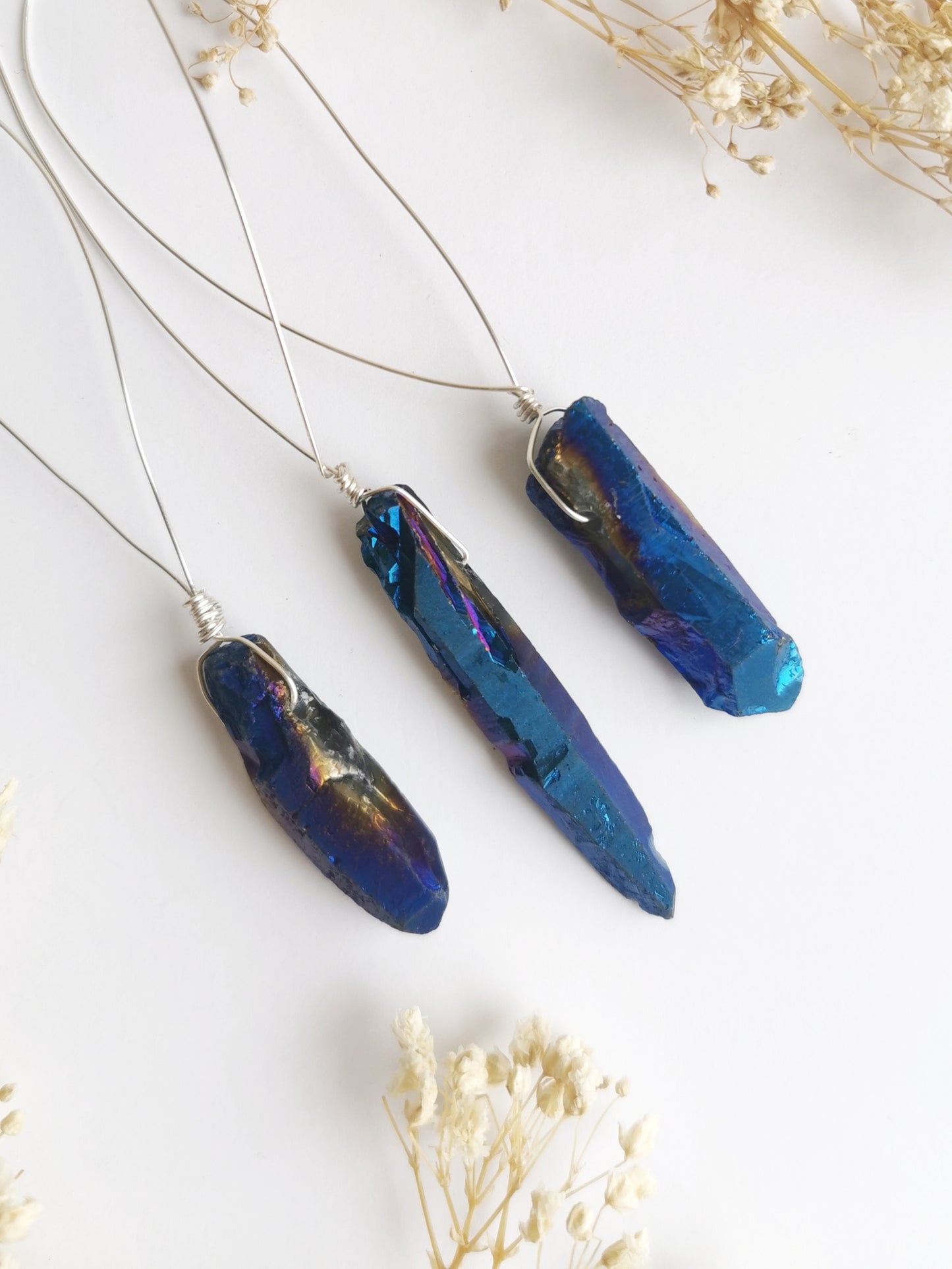 Cobalt Aura Quartz Christmas Baubles