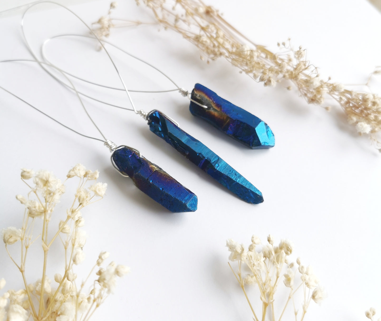 Cobalt Aura Quartz Christmas Baubles