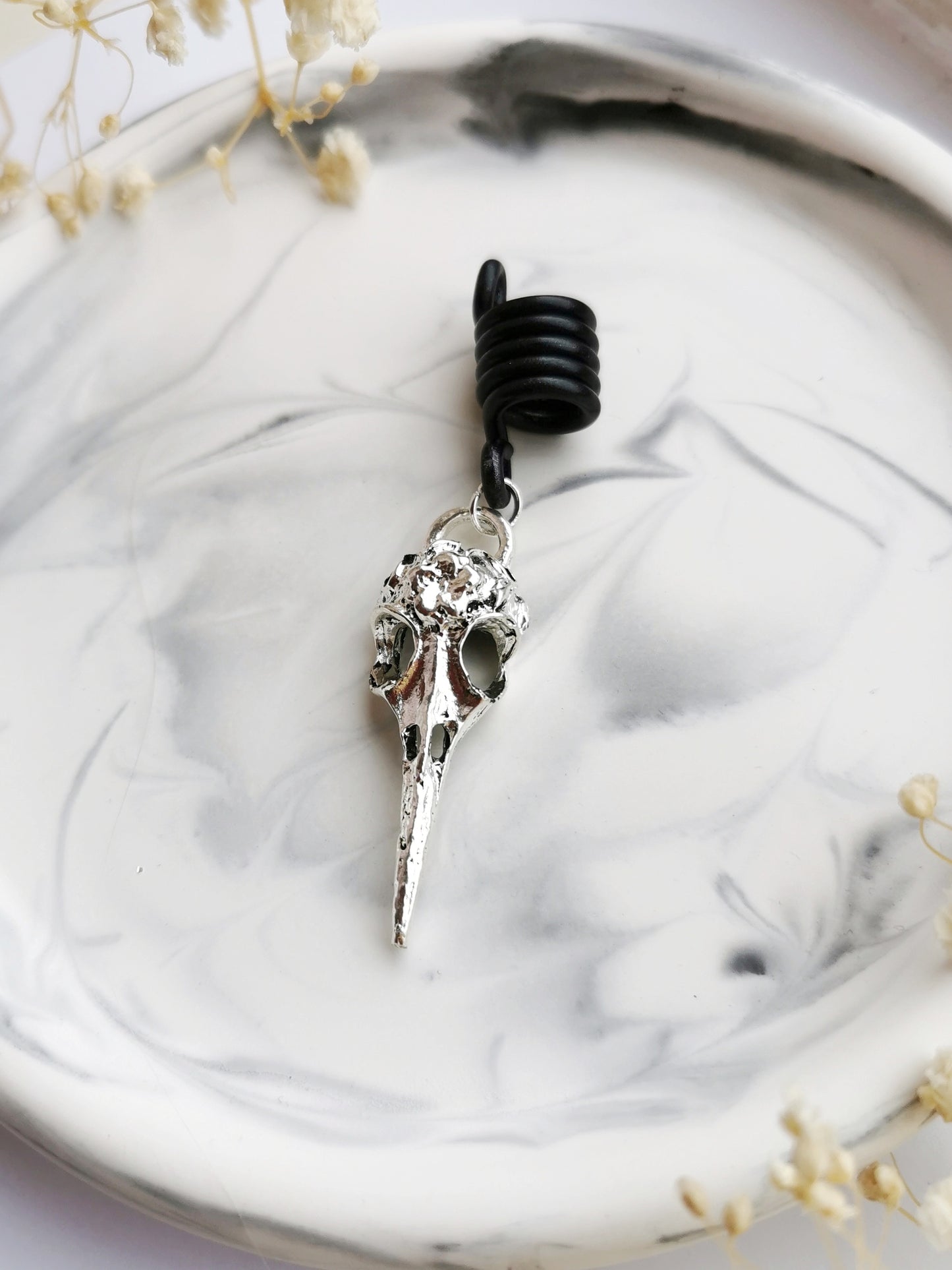 Raven Skull Hair Braid Bead