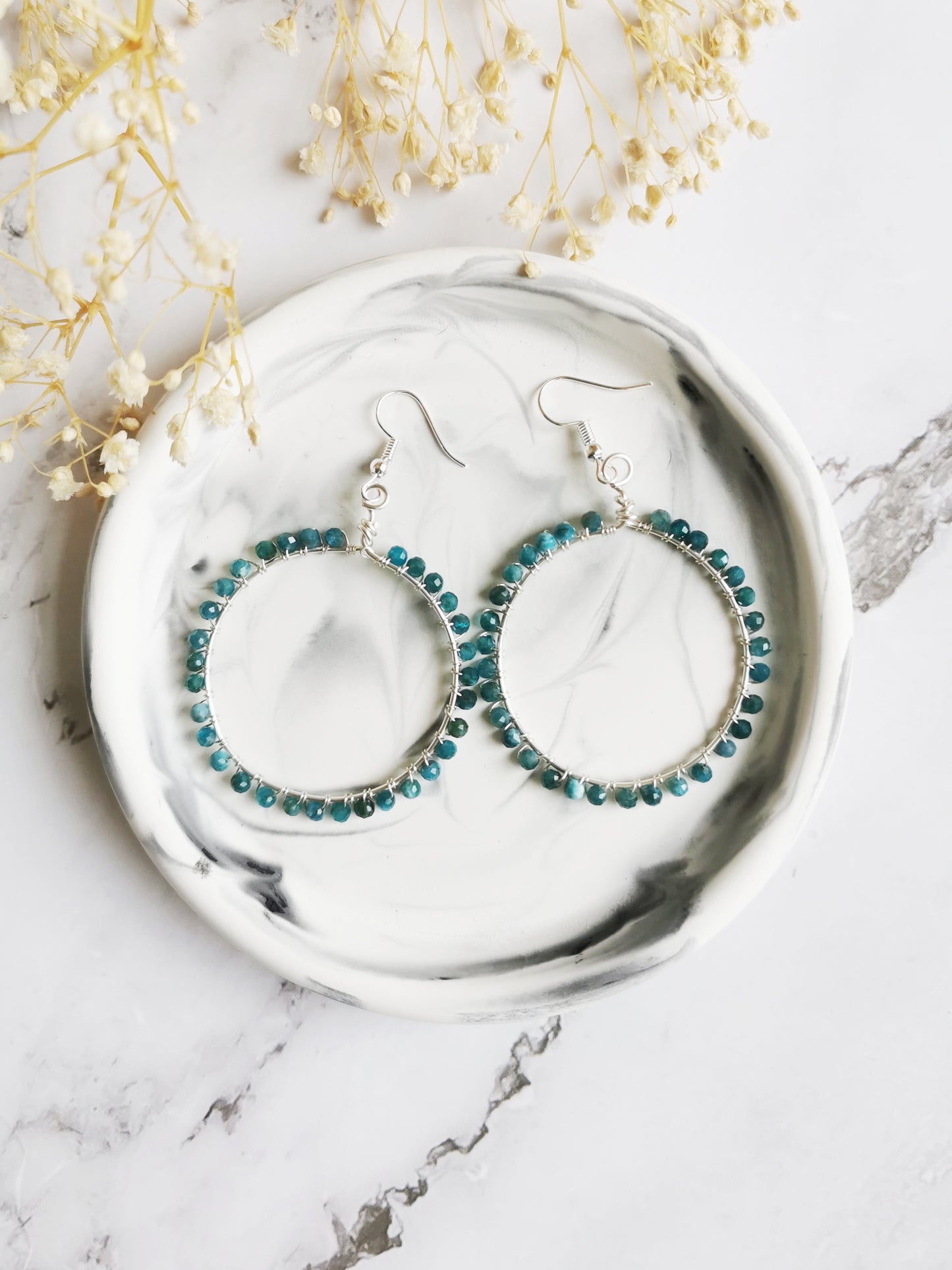 Gemstone Hoop Earrings