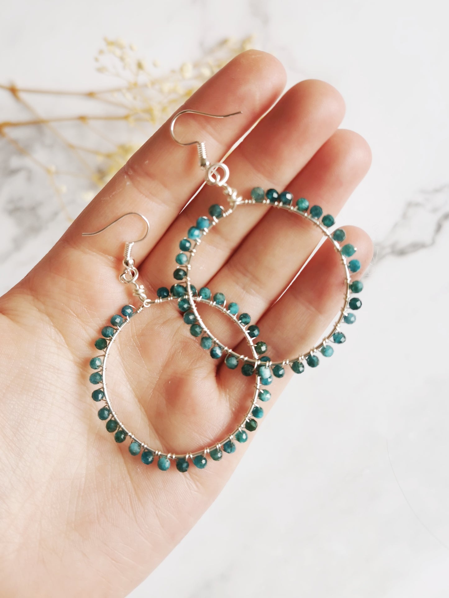 Gemstone Hoop Earrings