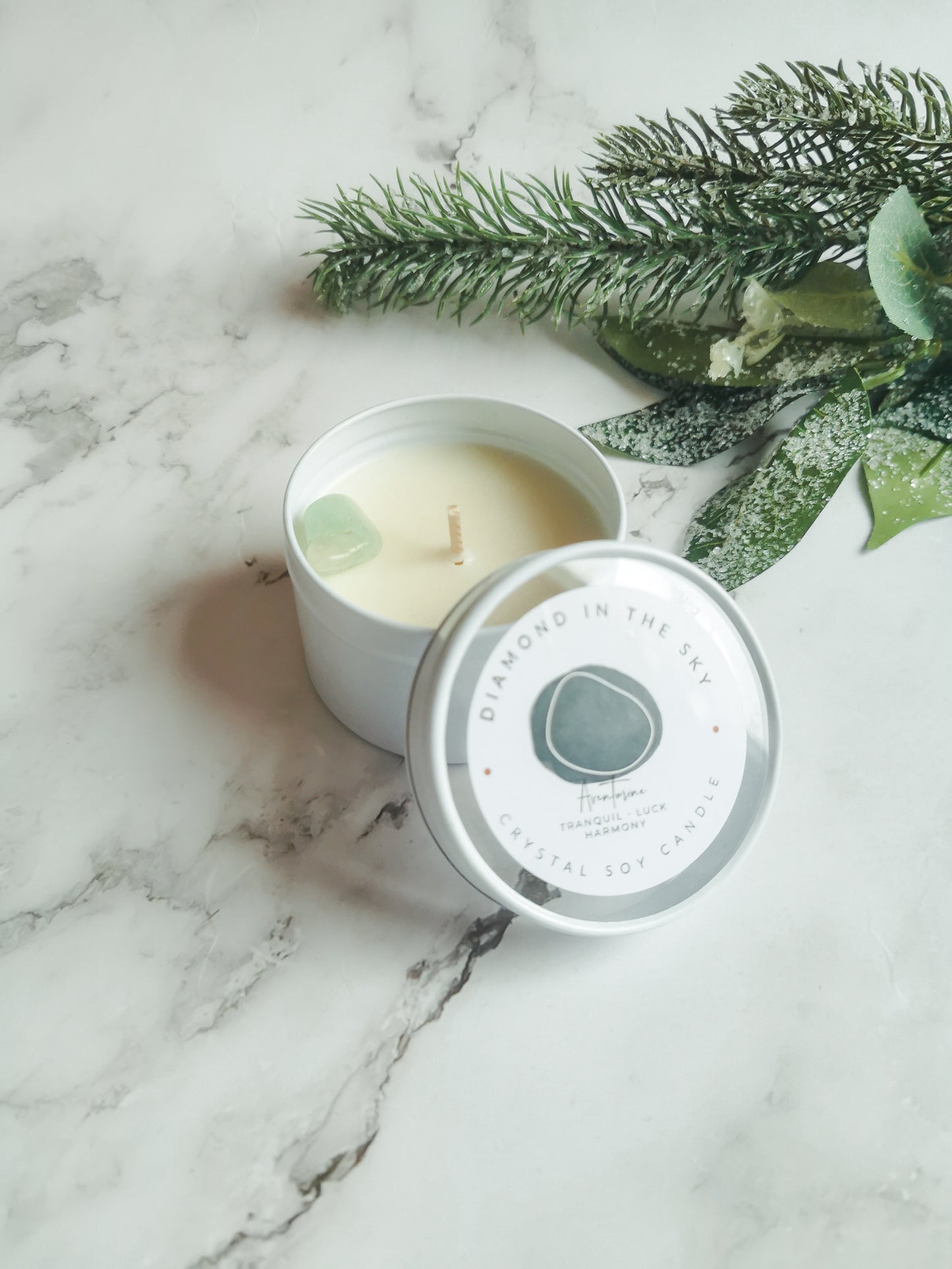 Aventurine Crystal Tin Candle