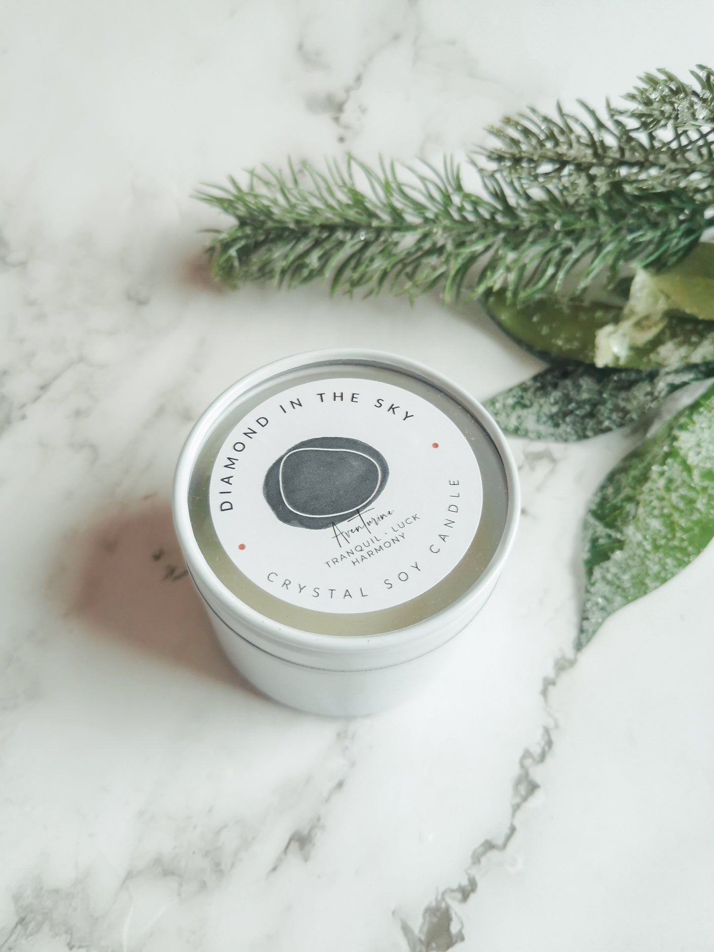 Aventurine Crystal Tin Candle