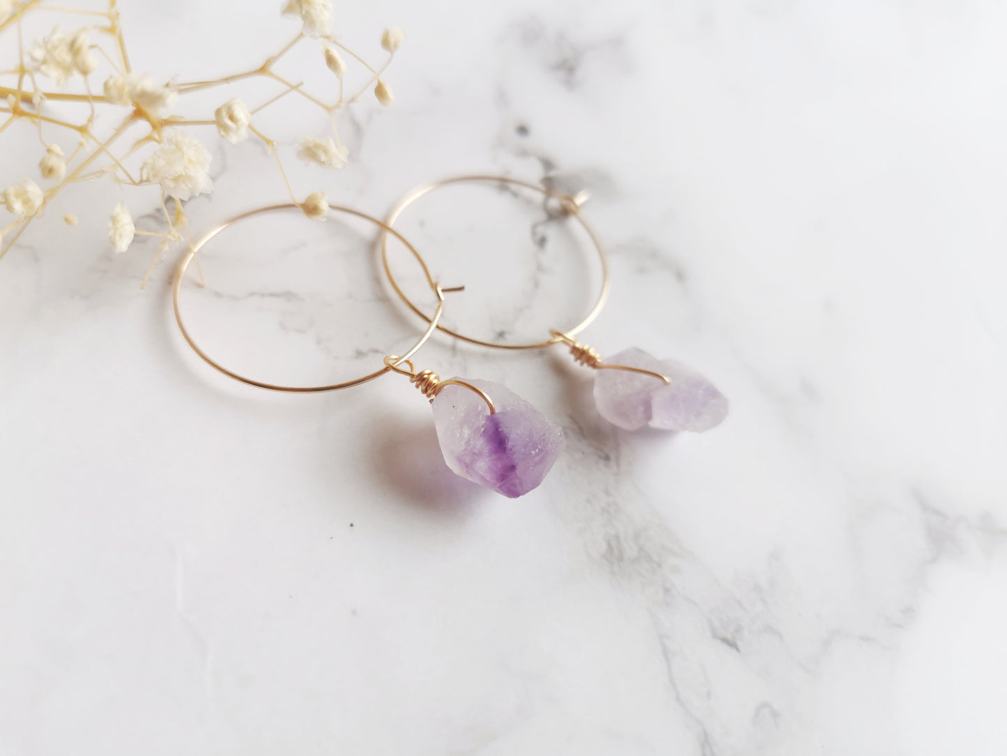 Amethyst Hoop Earrings