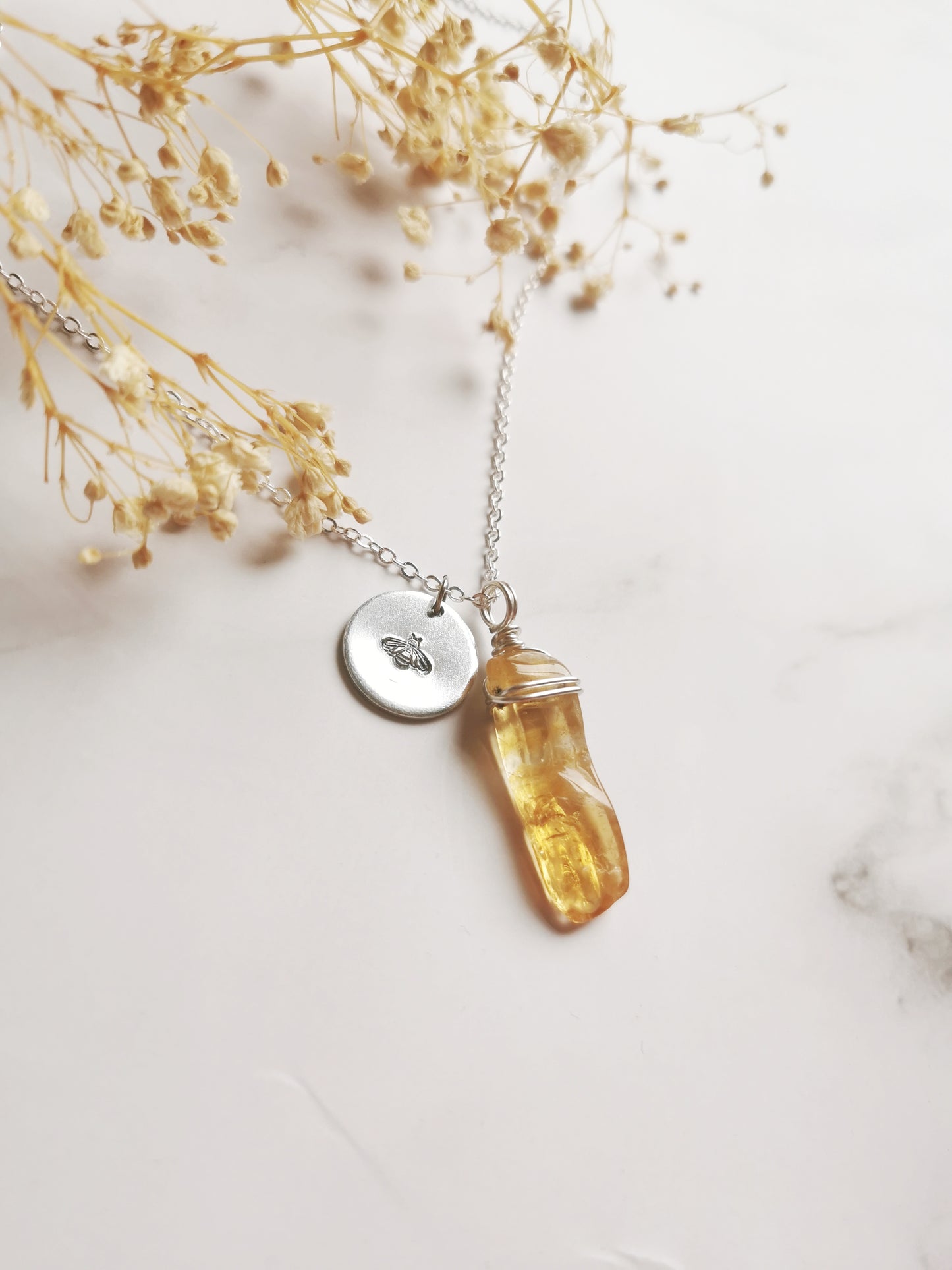 Citrine and Bee Necklace