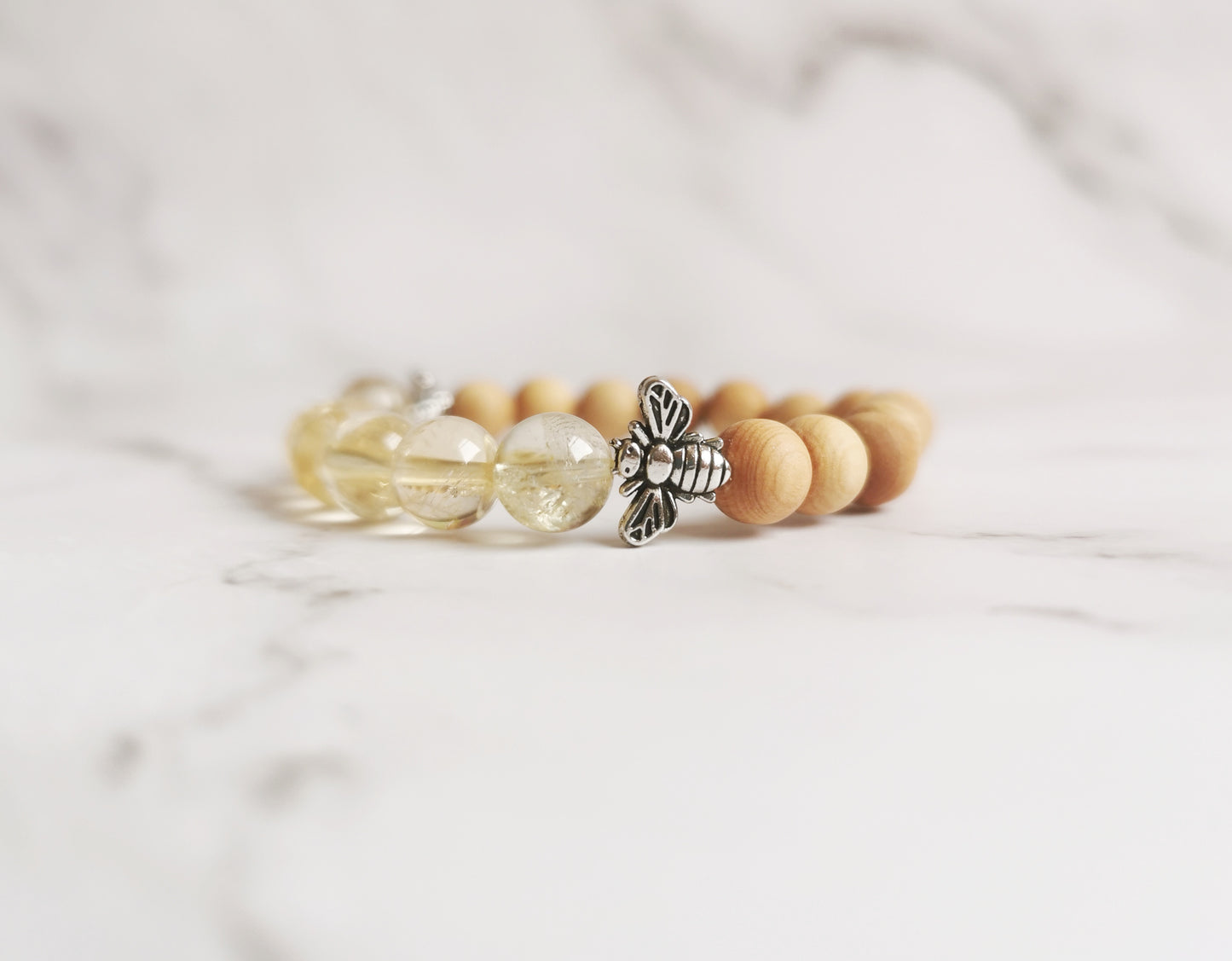 Citrine and Cedarwood Bee Bracelet