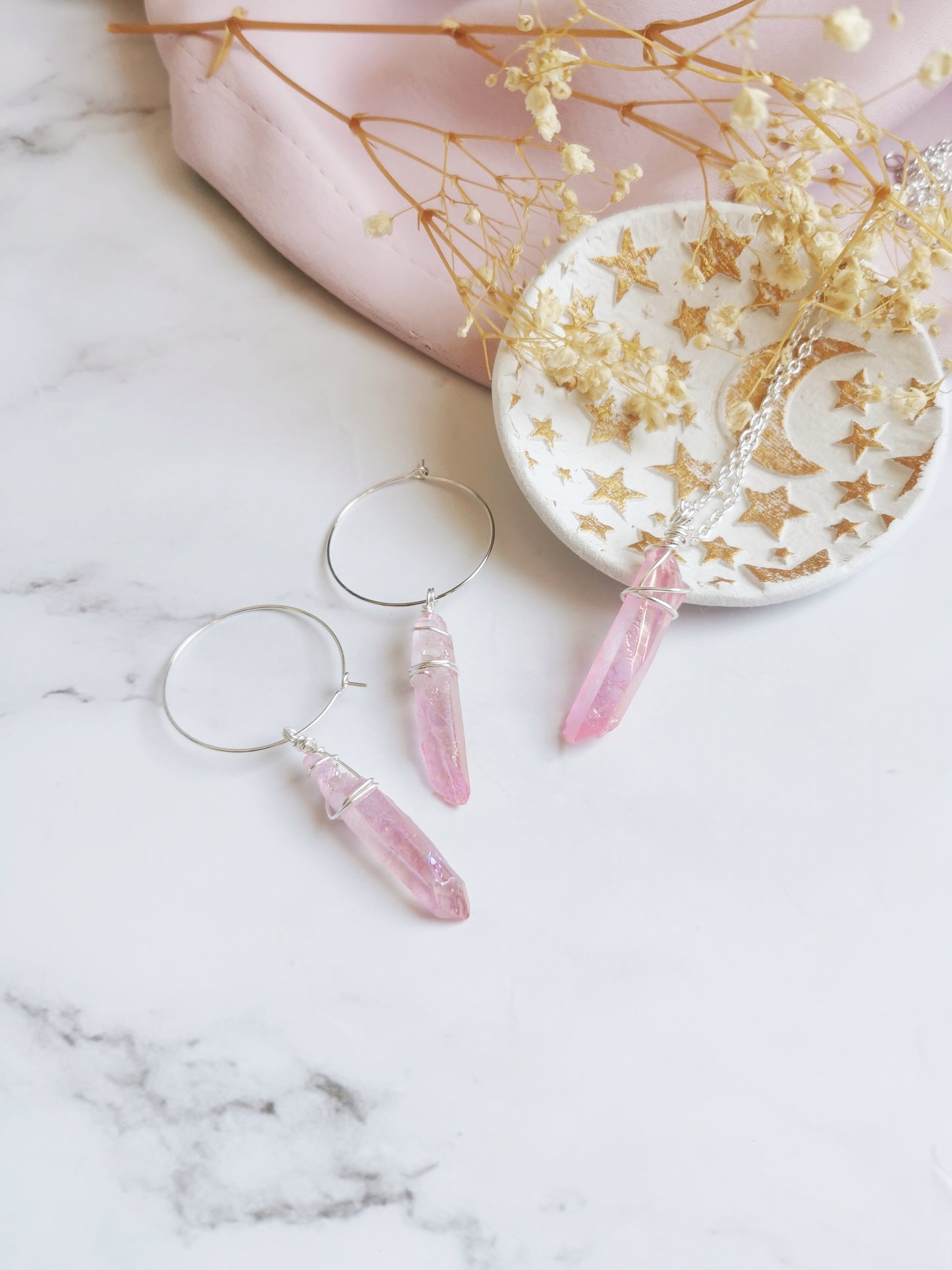 Necklace and Hoop Crystal Set
