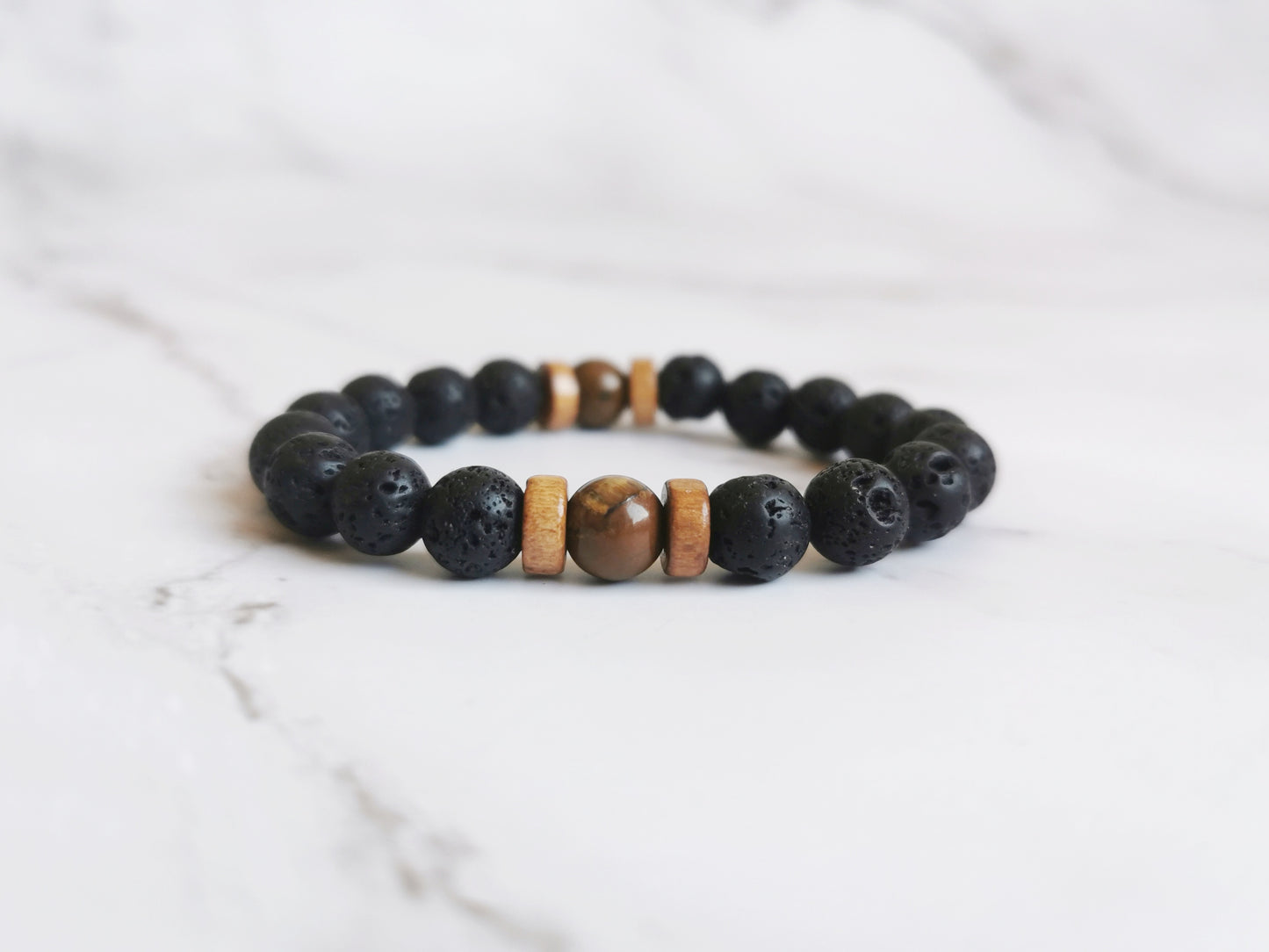 Tiger's Eye and Lava Stone Bracelet