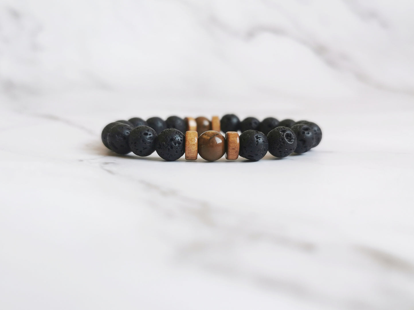 Tiger's Eye and Lava Stone Bracelet
