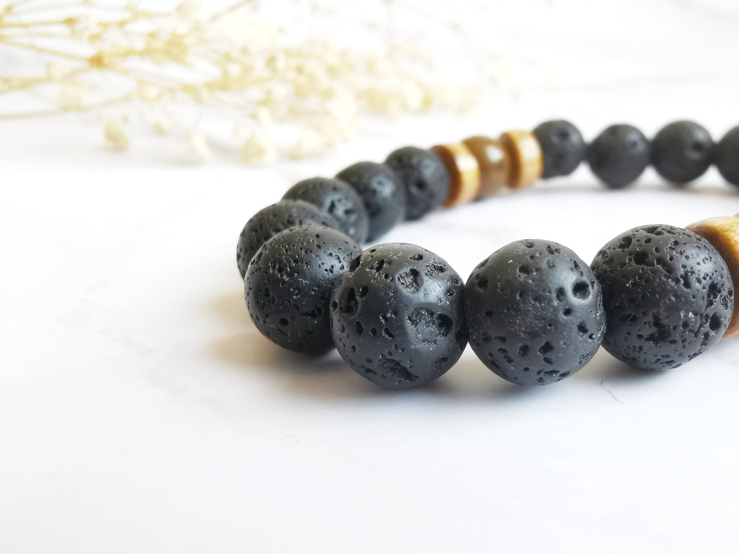 Tiger's Eye and Lava Stone Bracelet