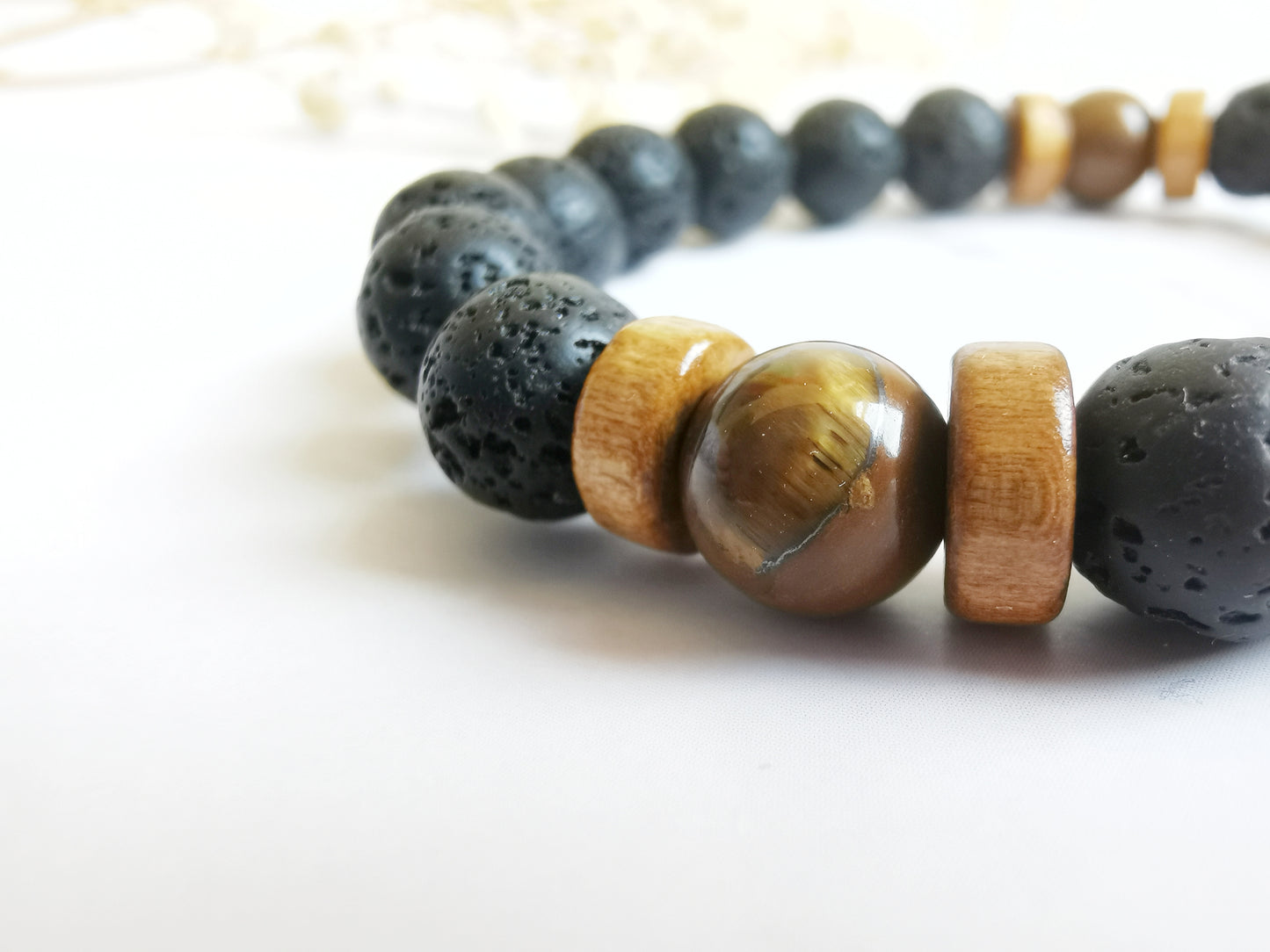 Tiger's Eye and Lava Stone Bracelet