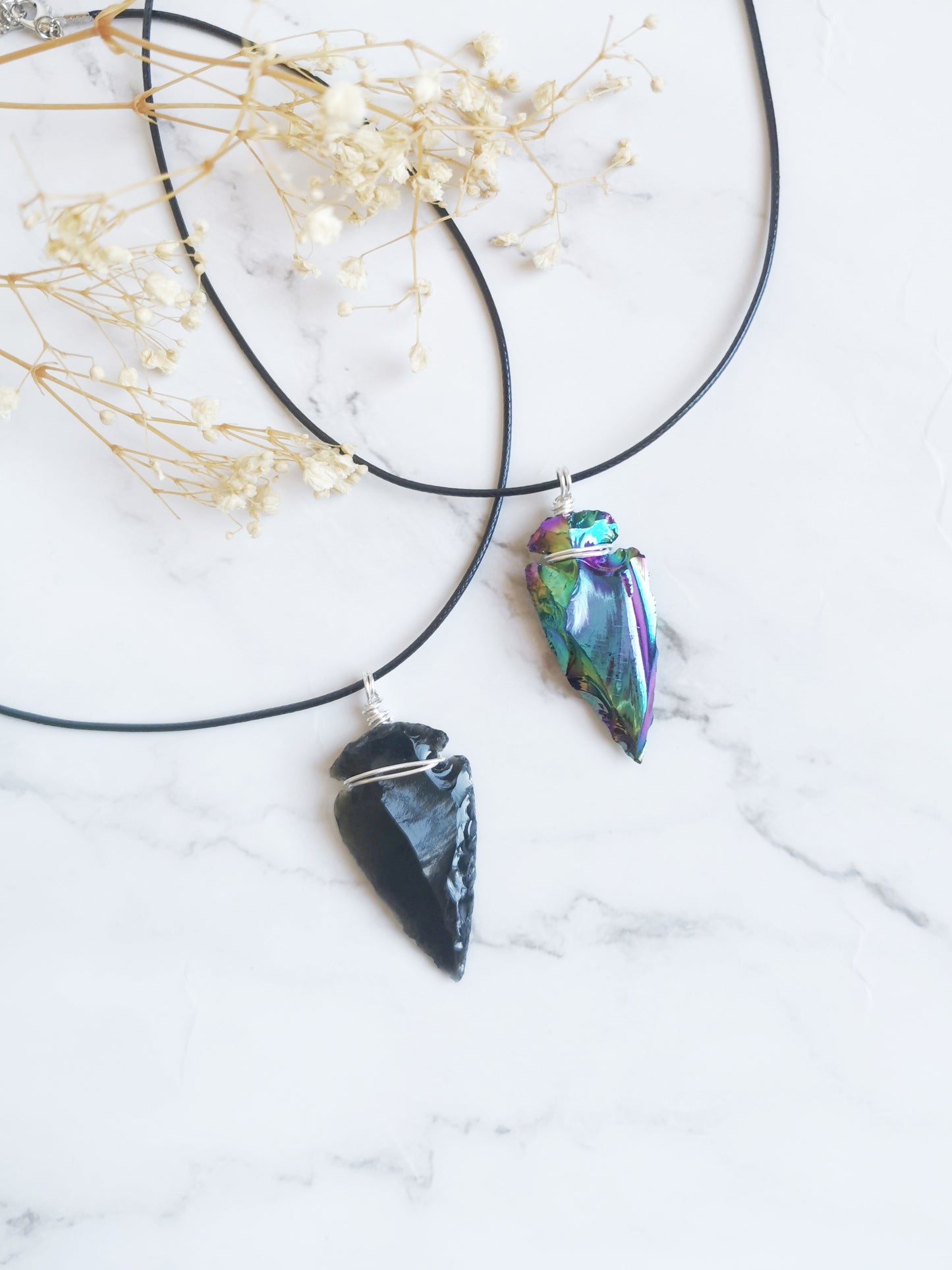 Obsidian Arrowhead Crystal Necklace