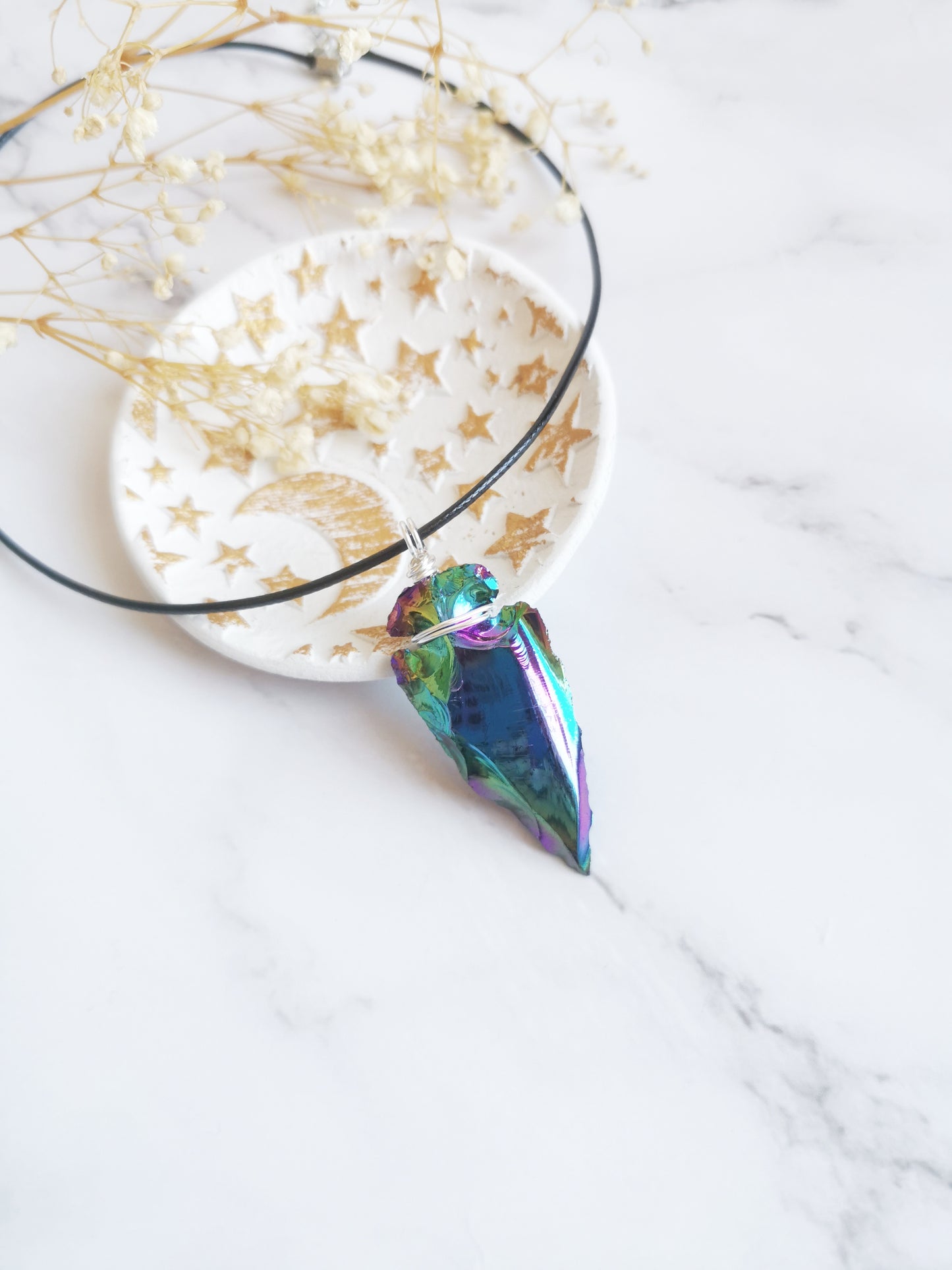 Obsidian Arrowhead Crystal Necklace