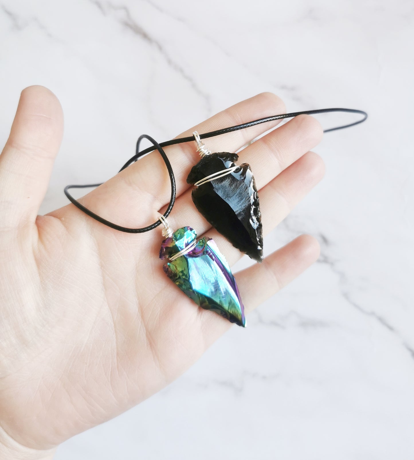 Obsidian Arrowhead Crystal Necklace