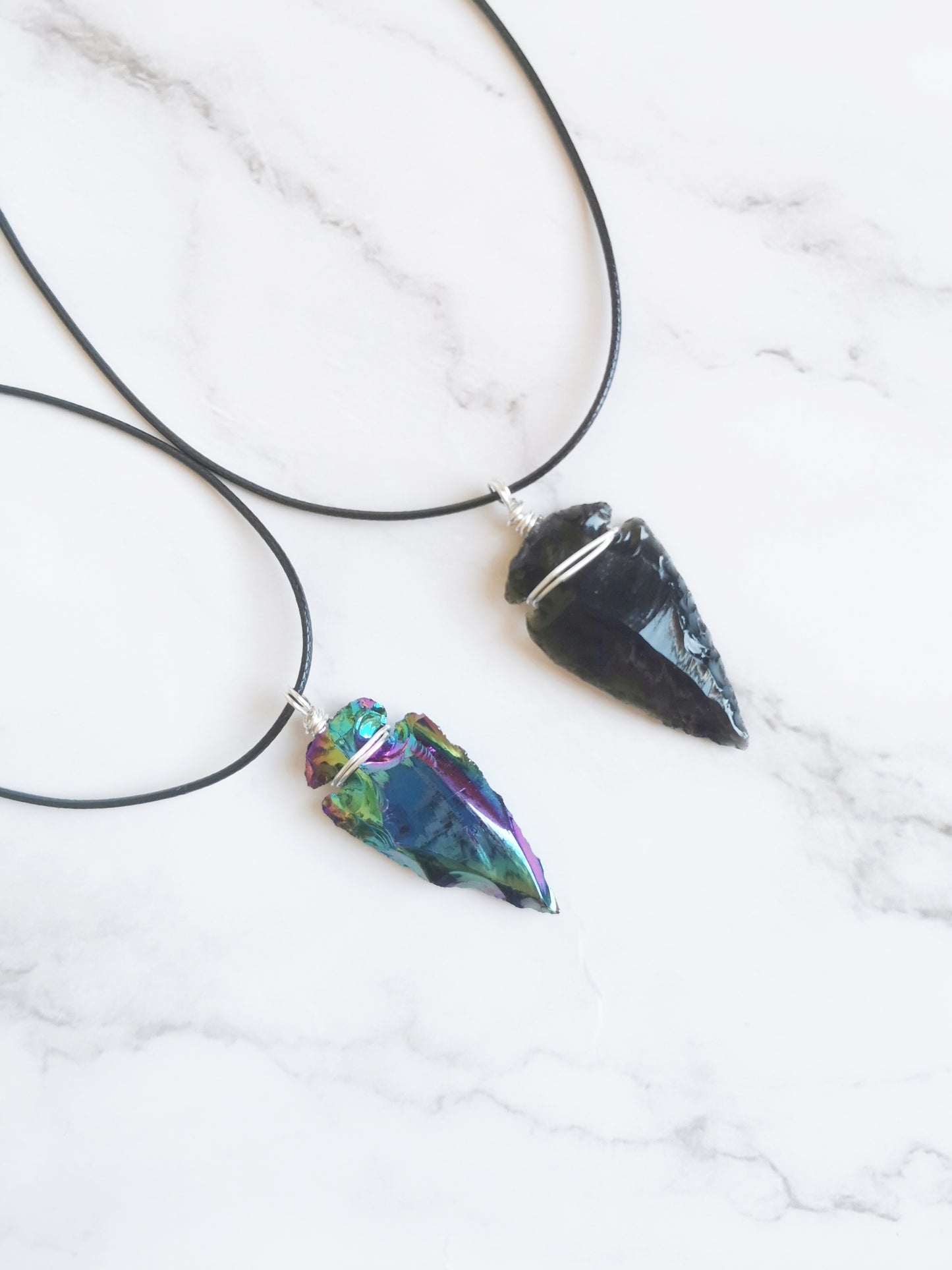 Obsidian Arrowhead Crystal Necklace